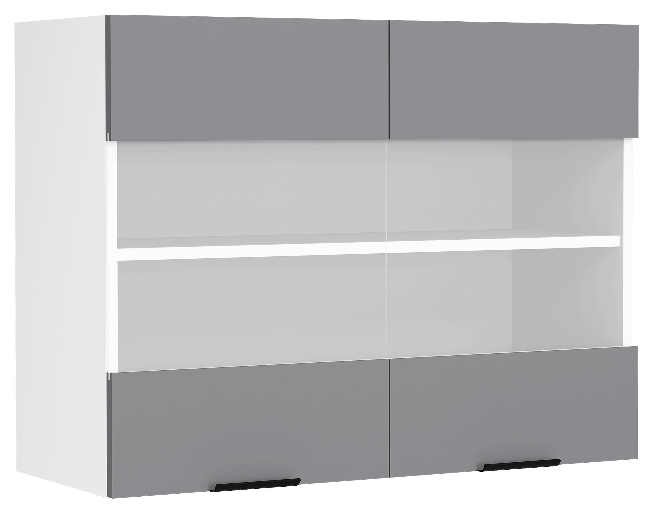KÜCHENOBERSCHRANK FASOLA - Weiss/Anthrazit, Trend, Glas/Holzwerkstoff (80/60/31cm) - MID.YOU