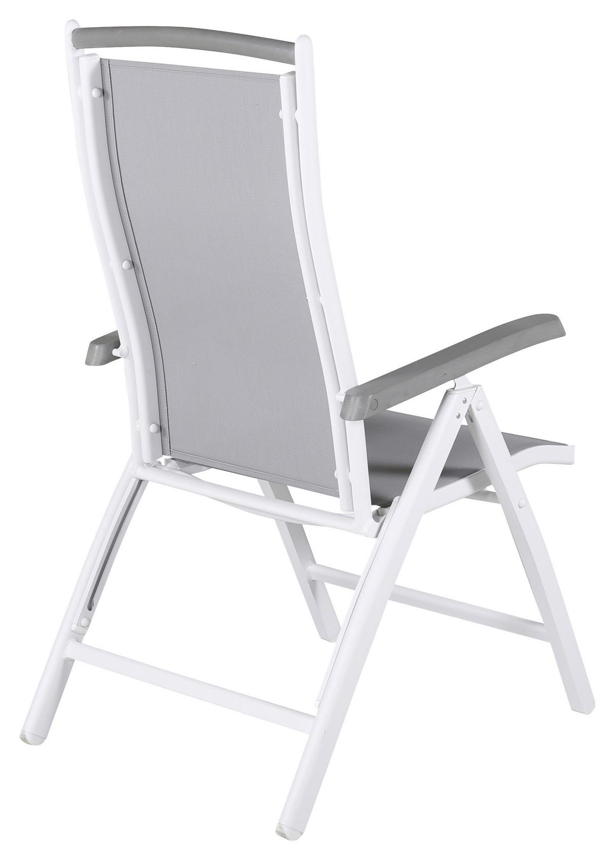 Gartensessel-2er Set Albany ca. 60x110x60 cm Weiß/Grau - Weiß/Grau, KONVENTIONELL, Metall (60/110/60cm) - Gardenson