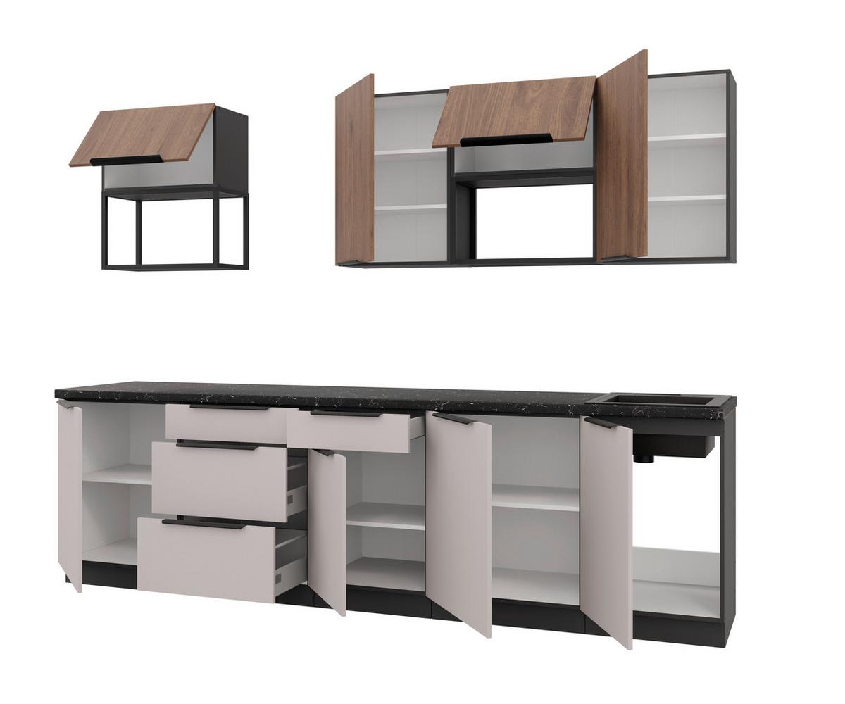 Blok Kuhinja Arona/monza - kašmir/boja orahovog drveta, Moderno, metal/pločasti materijal (280/210/60cm) - Modern Living
