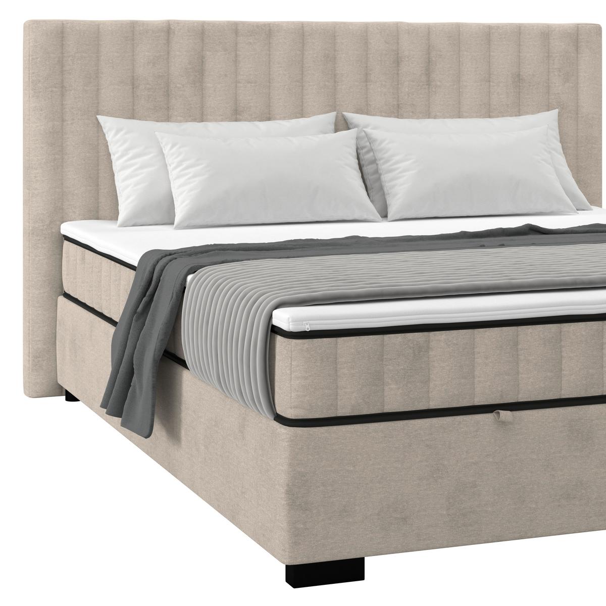 Box Krevet Maya C - boje pijeska/crna, Moderno, drvni materijal/drvo (200/220cm) - Based