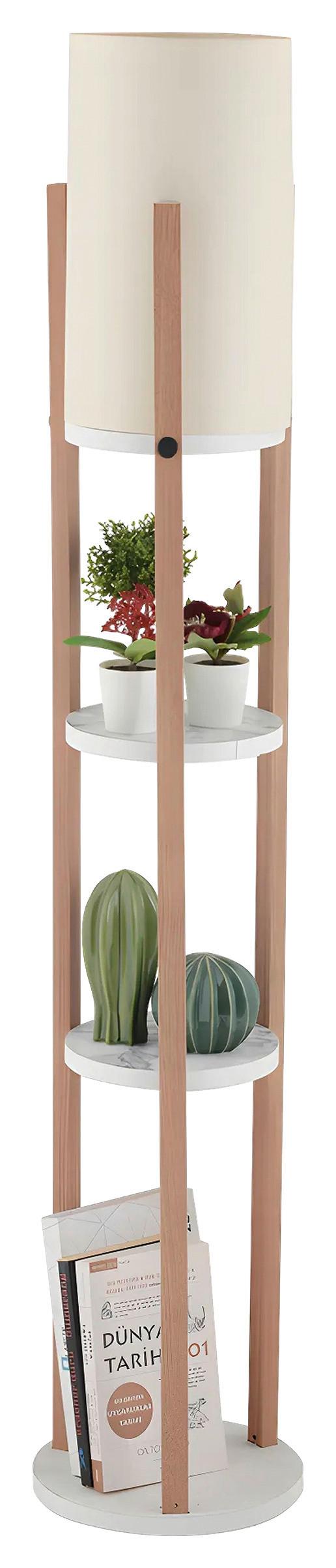 LAMPA STOJĄCA CIRCLE NORA - WHITE - kolor naturalny/kremowy, Design, materiał drewnopochodny/tworzywo sztuczne (21/135cm) - P & B