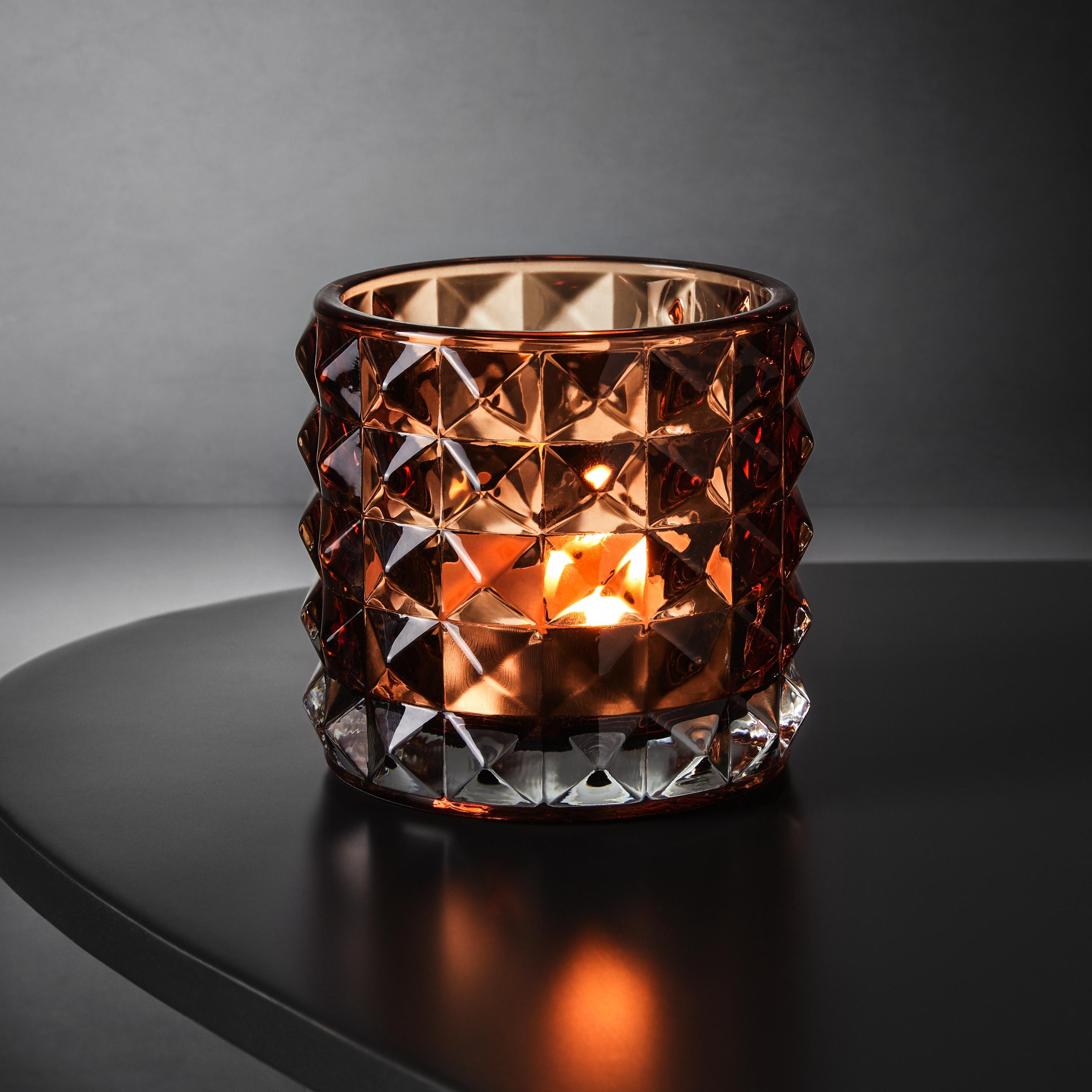 Teelichthalter in Orange Ø ca. 9,8 cm 'Jolina' - Orange, MODERN, Glas (9,8/9,8cm) - Bessagi Home