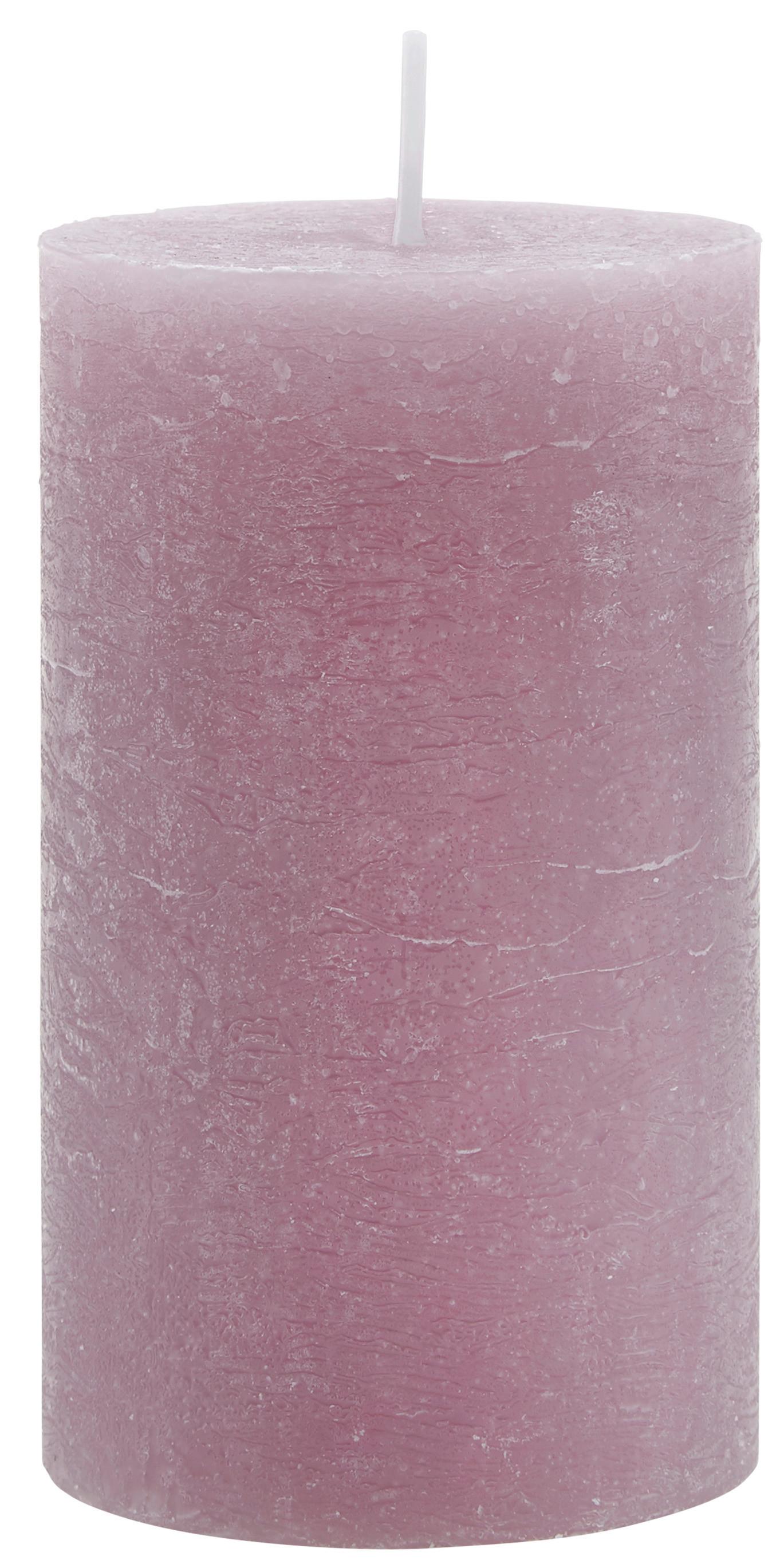 Stumpenkerze Lia in Mauve - Violett, MODERN (6,8/12cm) - Premium Living