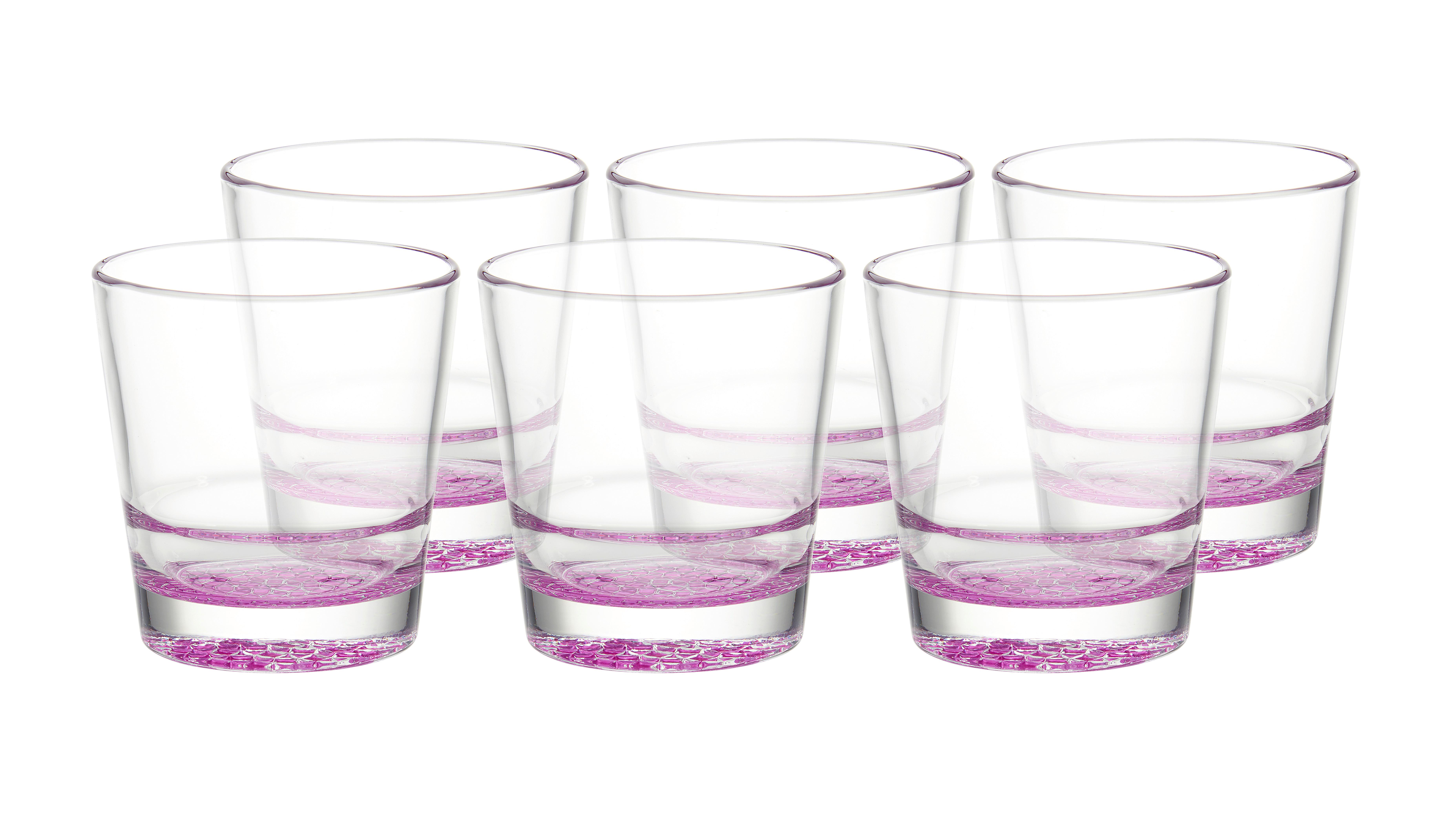 KOMPLET SZKŁA STOŁOWEGO ADORNO - jaskrawy róż, Modern, szkło (400ml) - Bessagi Home