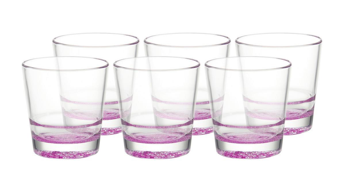 KOMPLET SZKŁA STOŁOWEGO ADORNO - jaskrawy róż, Modern, szkło (400ml) - Bessagi Home