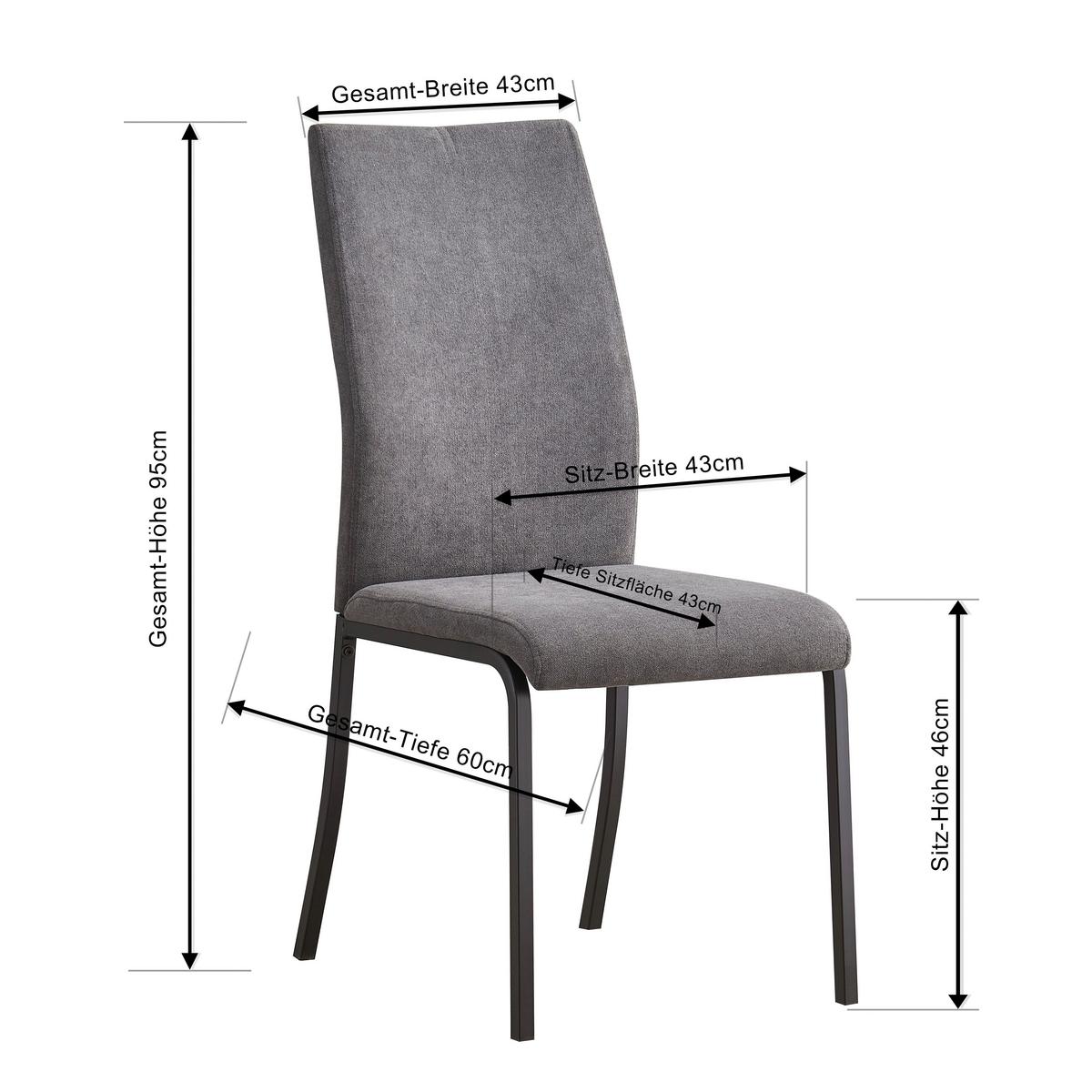 Stolica Anne Ii - siva/crna, Konvencionalno, metal/tekstil (44/97cm) - Best Price