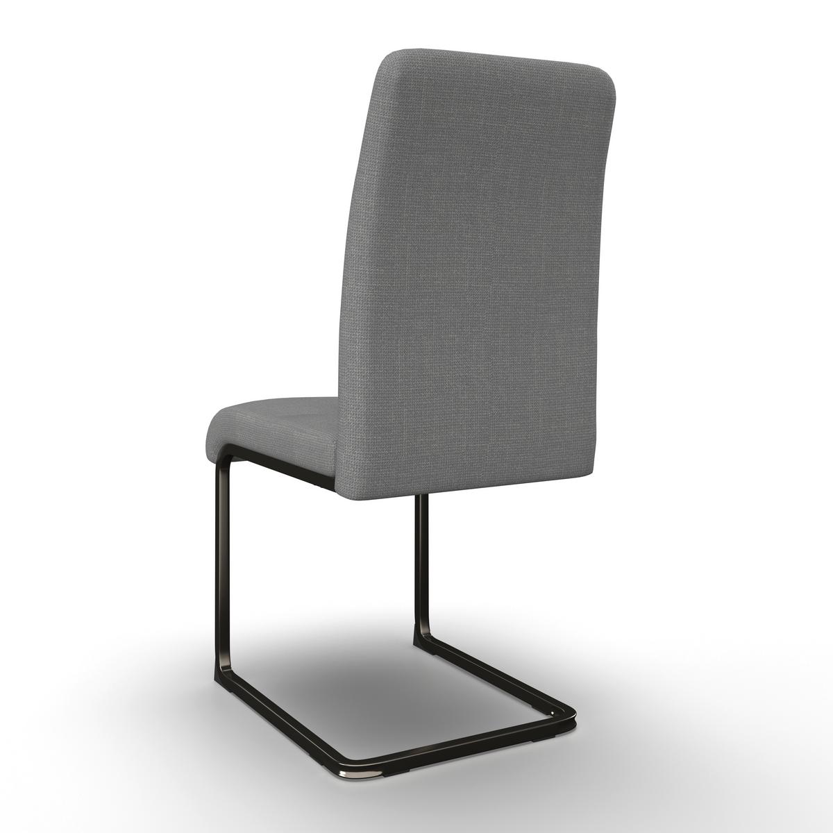 Schwingstuhl Lucie Grau Leinenoptik Gepolstert - Grau/Nickelfarben, MODERN, Textil/Metall (43/99/60cm) - Bessagi Home