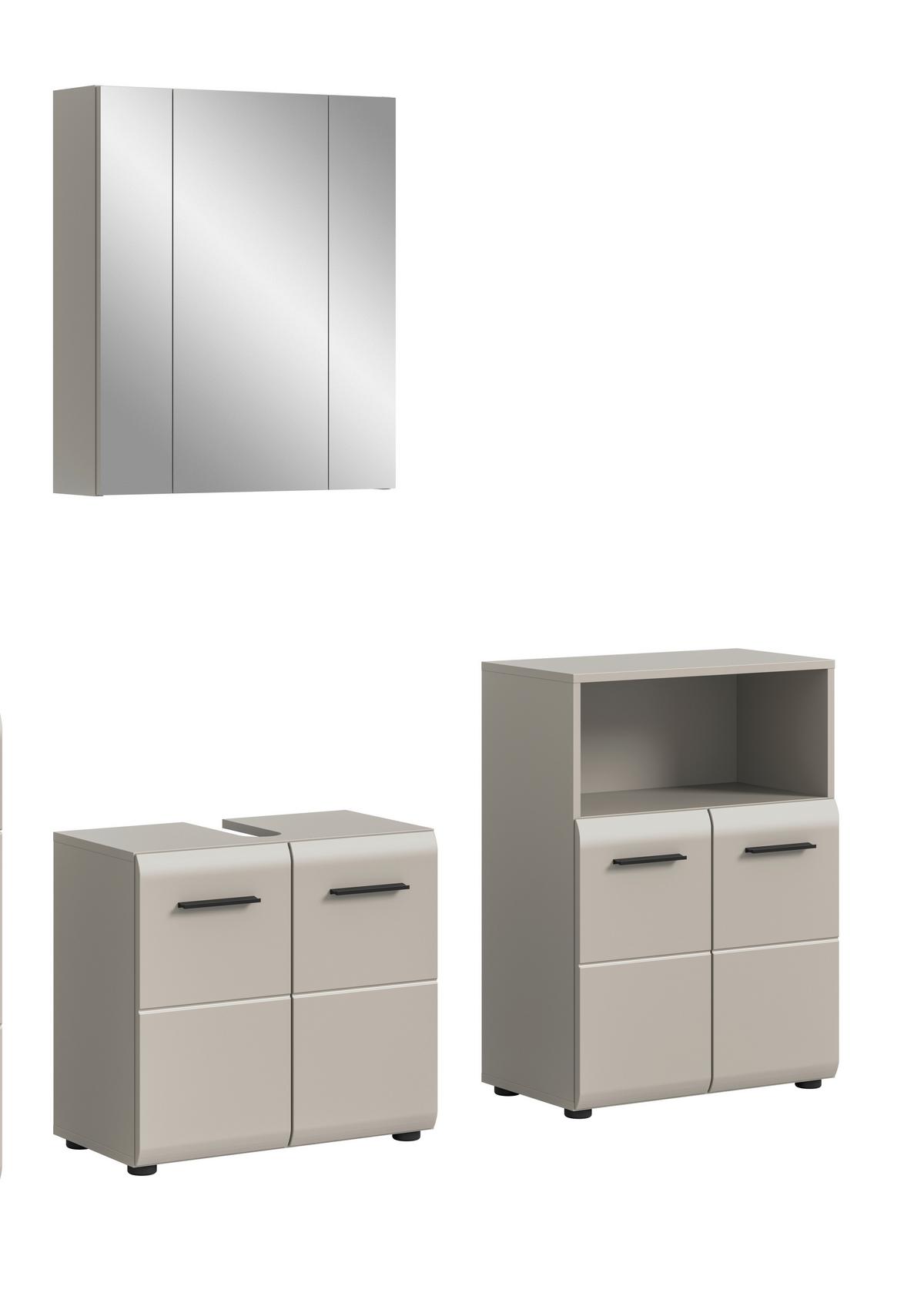 Badezimmer Ice Kaschmir 3-teilig - Kaschmir/Schwarz, Trend, Glas/Holzwerkstoff (120cm) - MID.YOU
