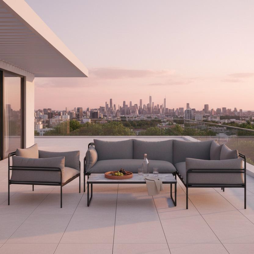 Vrtna Garnitura Anny - siva/antracit, Moderno, staklo/metal (218/69/76cm) - Bessagi Garden