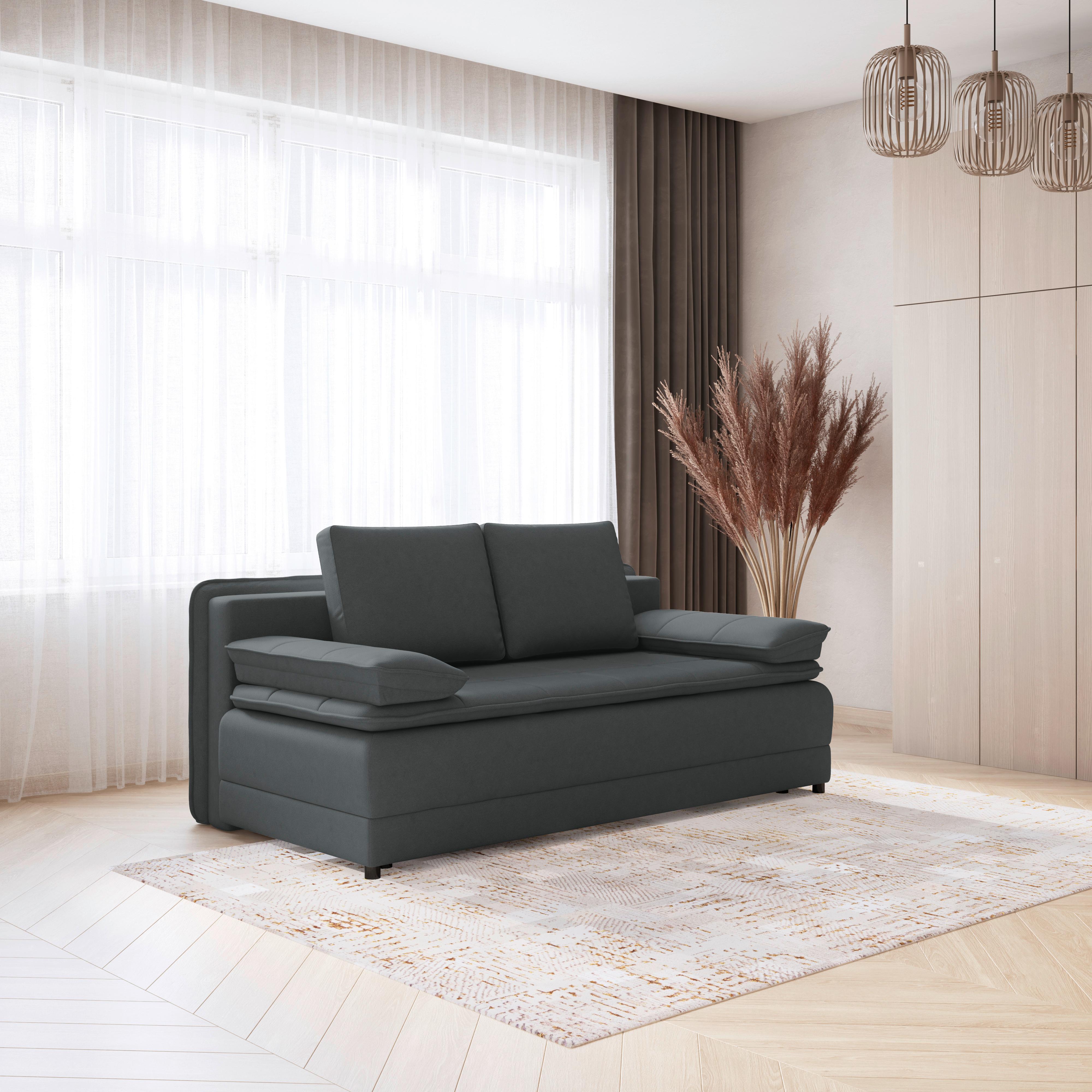Trosjed Na Razvlačenje Alice - boje grafita/crna, Moderno, tekstil/plastika (202/73-92/105cm) - Modern Living