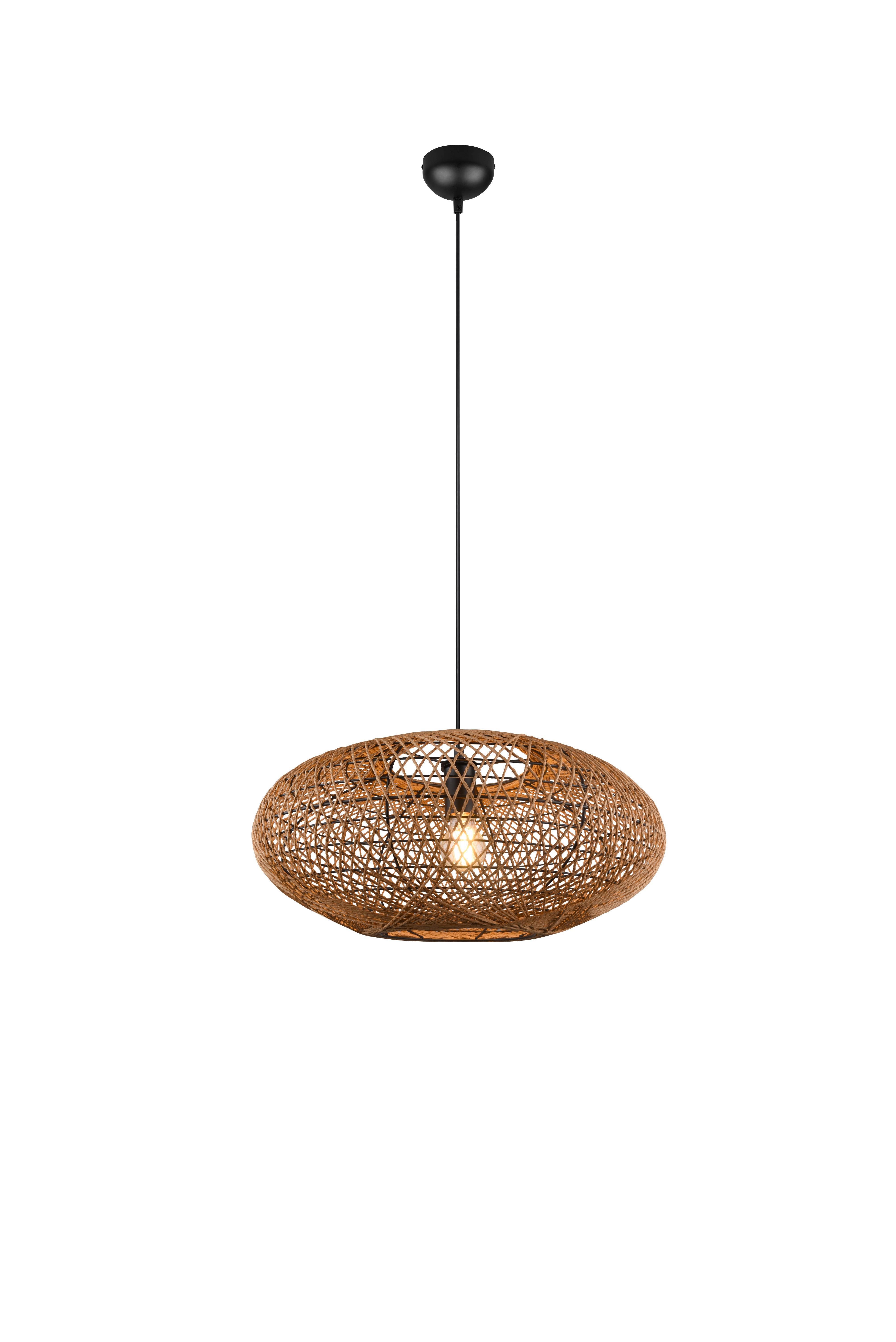 Hängeleuchte Hedda Braun/Schwarz max. 40 Watt - Schwarz/Braun, Natur, Naturmaterialien/Metall (52/150cm) - Trio Leuchten