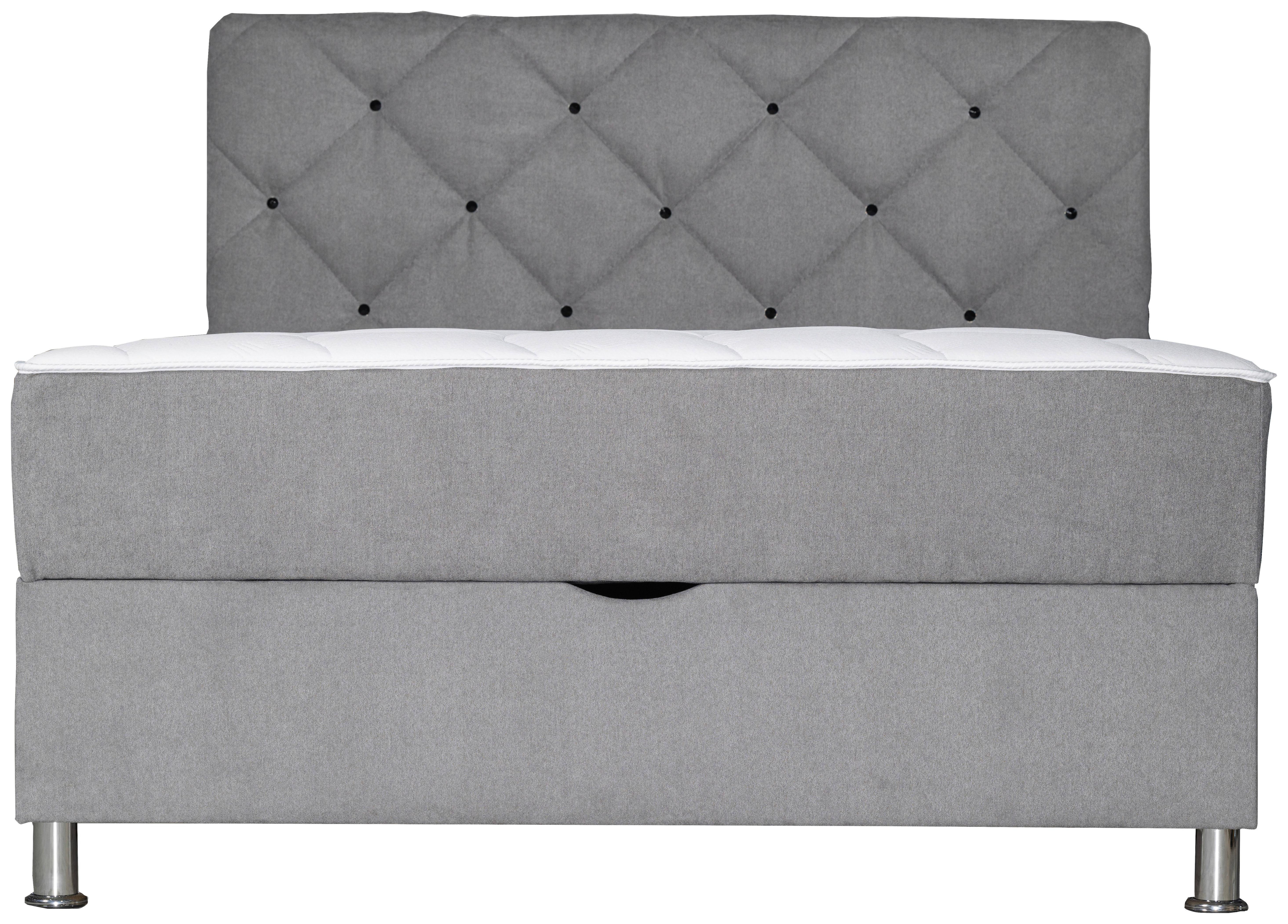 Postelja Z Vzmetnico Black Diamant, 140x200, Siva - barve kroma/siva, Design, umetna masa/tekstil (140/200cm) - Modern Living