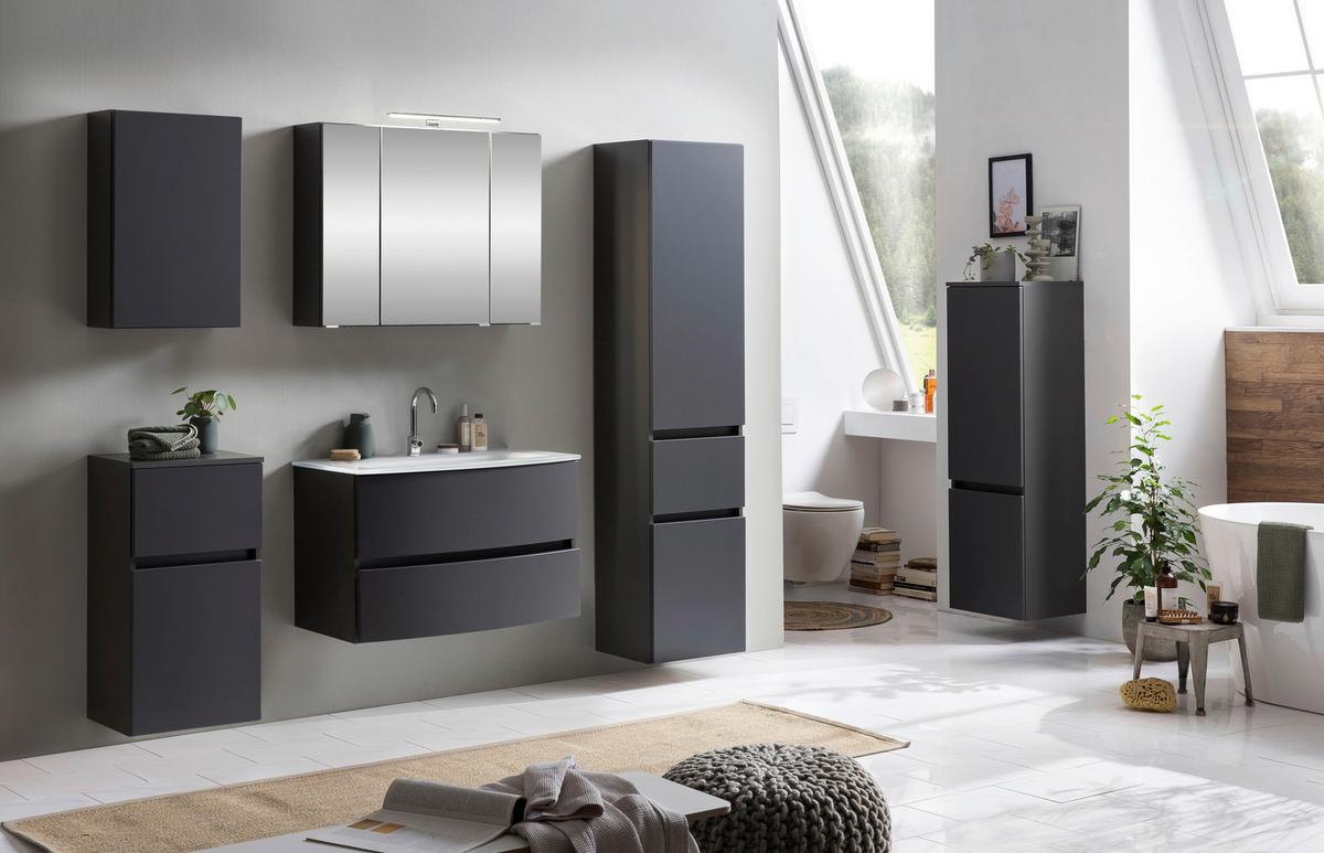 Hochschrank Kopenhagen B: 40 cm Graphitfarben - Silberfarben/Grau, KONVENTIONELL, Holzwerkstoff/Kunststoff (40/180/35cm) - Held