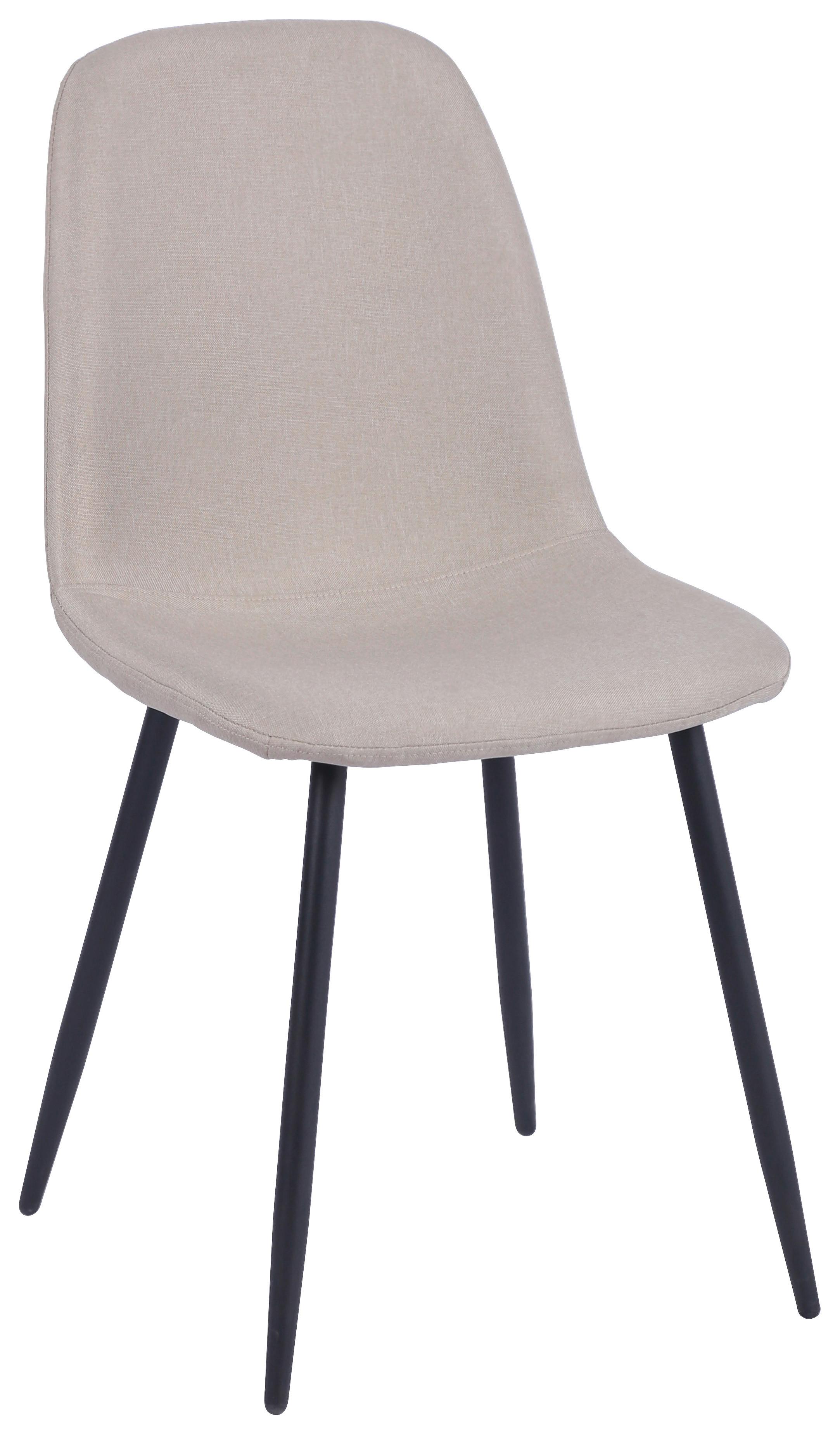 Stol Mona, Bež, Črne Noge - črna/bež, Moderno, kovina/tekstil (44/87/56cm)