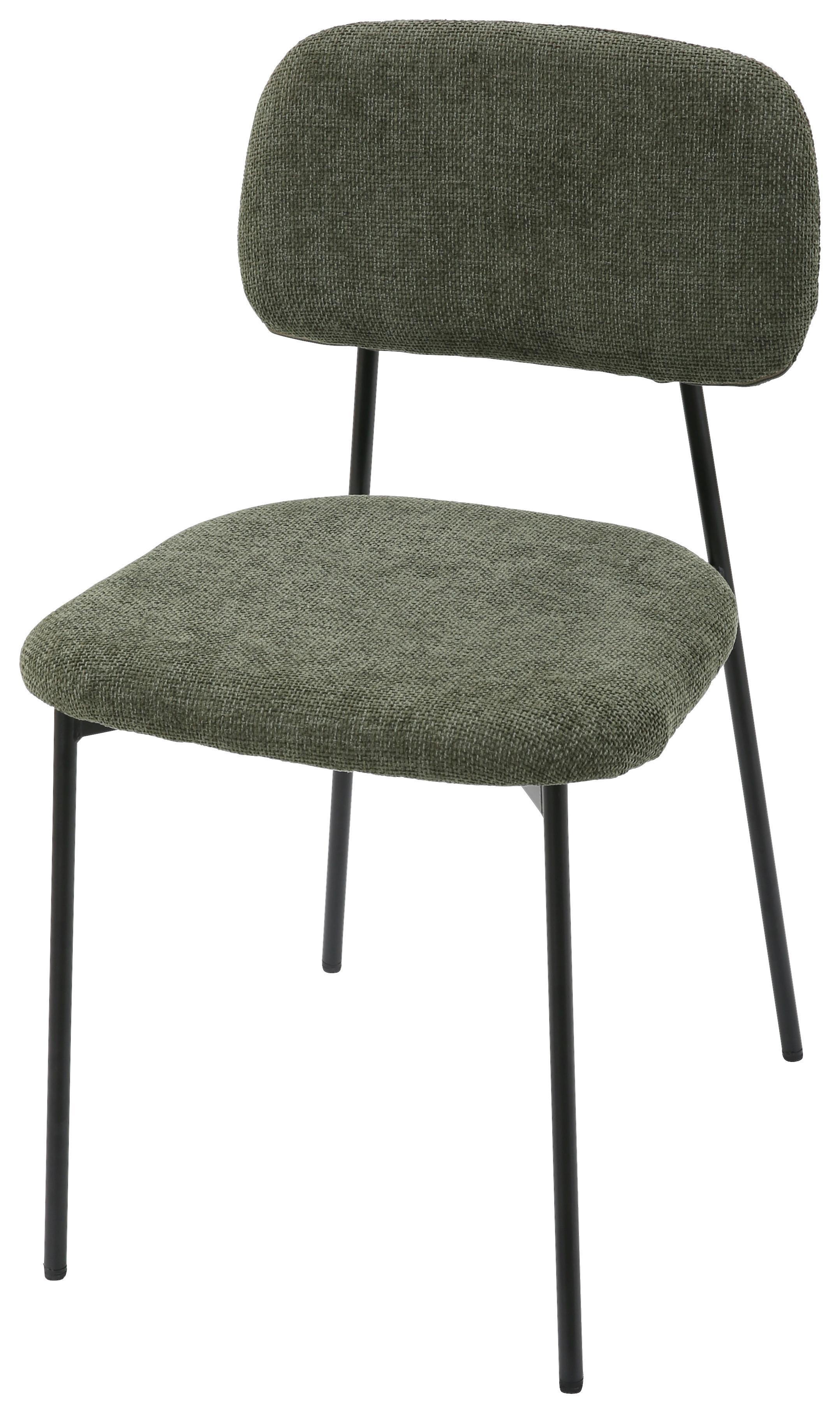 Stuhl Lara Grün, stapelbar - Schwarz/Grün, MODERN, Textil/Metall (44/78,5/49cm) - Mömax