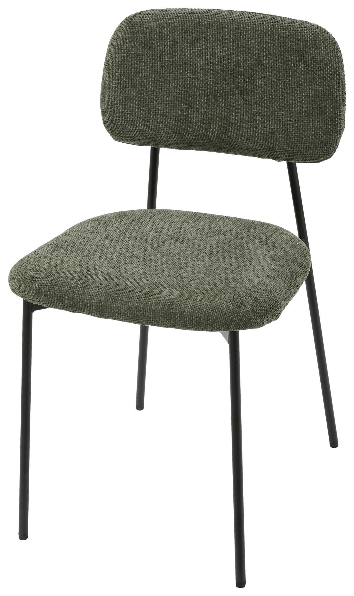 Stuhl Lara Grün, stapelbar - Schwarz/Grün, MODERN, Textil/Metall (44/78,5/49cm) - Mömax