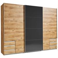 Dulap uși glisante Valencia L/H/A: cca. 270x210x65cm - culoare lemn stejar/gri, Konventionell, material pe bază de lemn (270/210/65cm) - Mömax