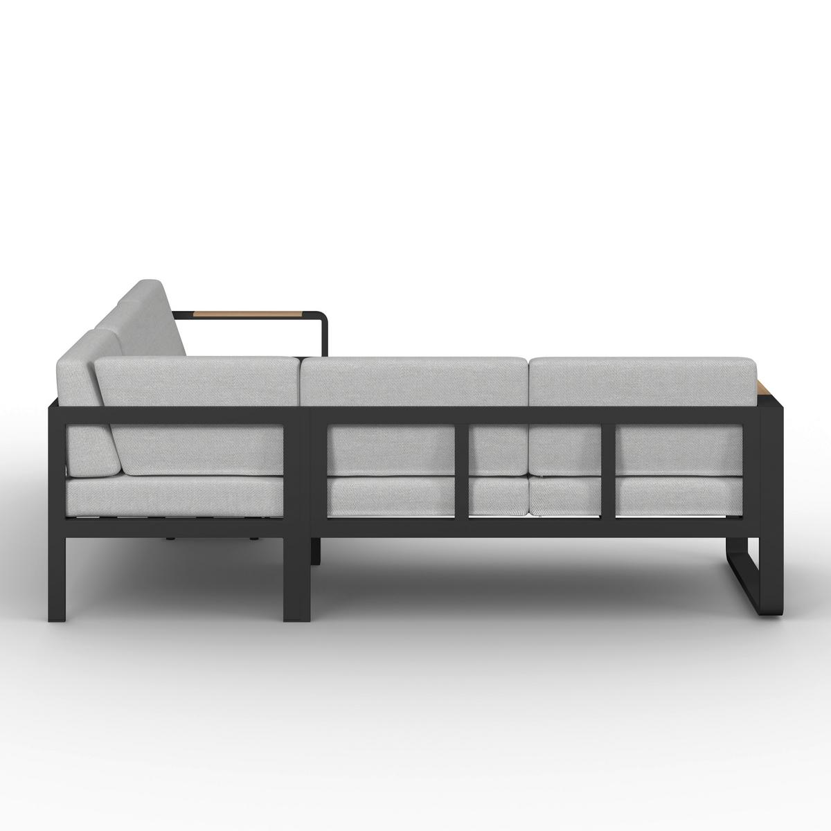 Dining-Loungeset Aruba Hellgr. /Schwarz Outdoorstoff/Metall - Hellgrau/Schwarz, MODERN, Kunststoff/Textil - Bessagi Garden