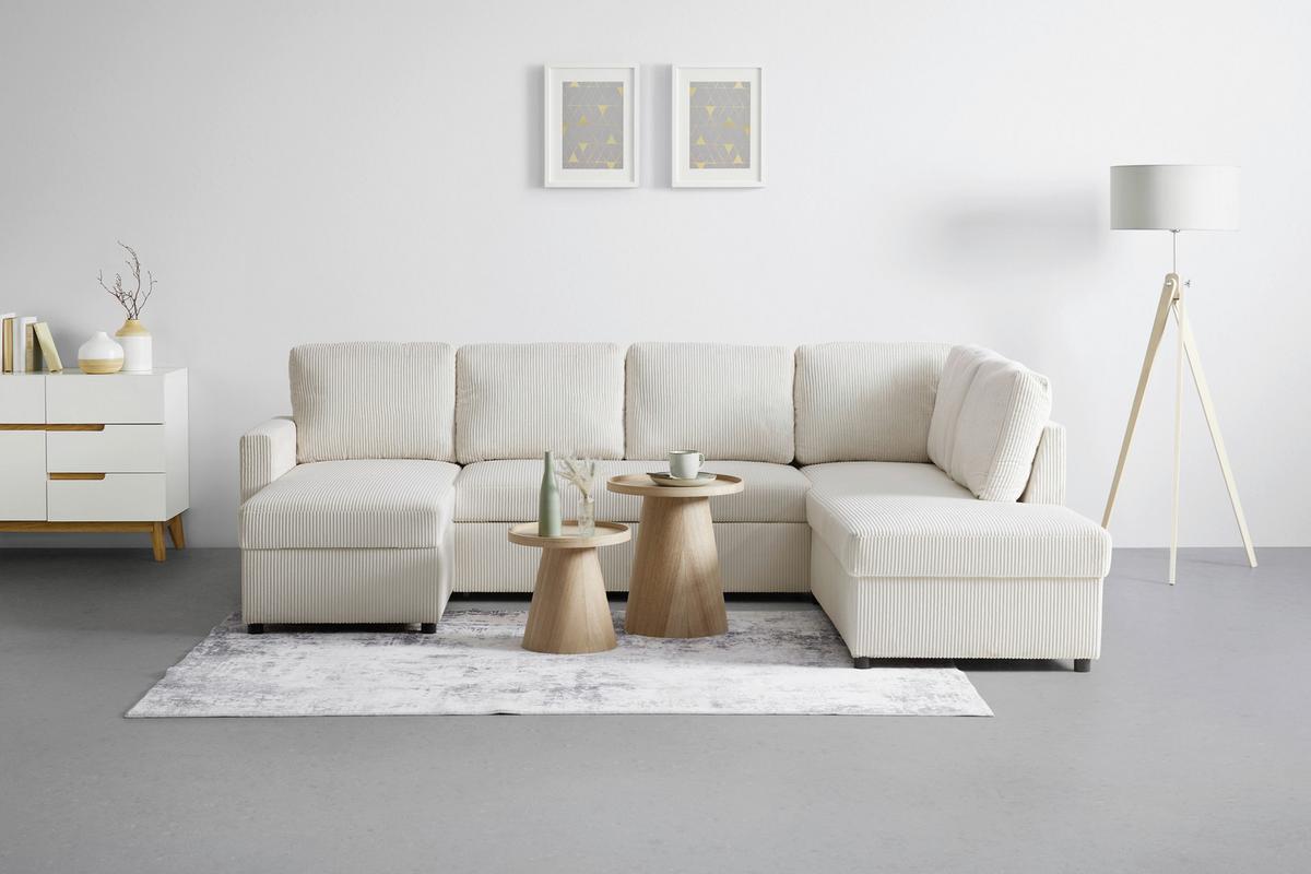 Wohnlandschaft Martina Acv Rechts Pearl - Beige/Schwarz, MODERN, Holz/Holzwerkstoff (276/89/204cm) - Mömax