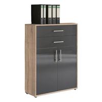 Aktenschrank Office Edition Sonoma Eiche/Anthrazit - Anthrazit Hochglanz/Sonoma Eiche, MODERN, Holzwerkstoff (84,5/114/33cm) - MID.YOU