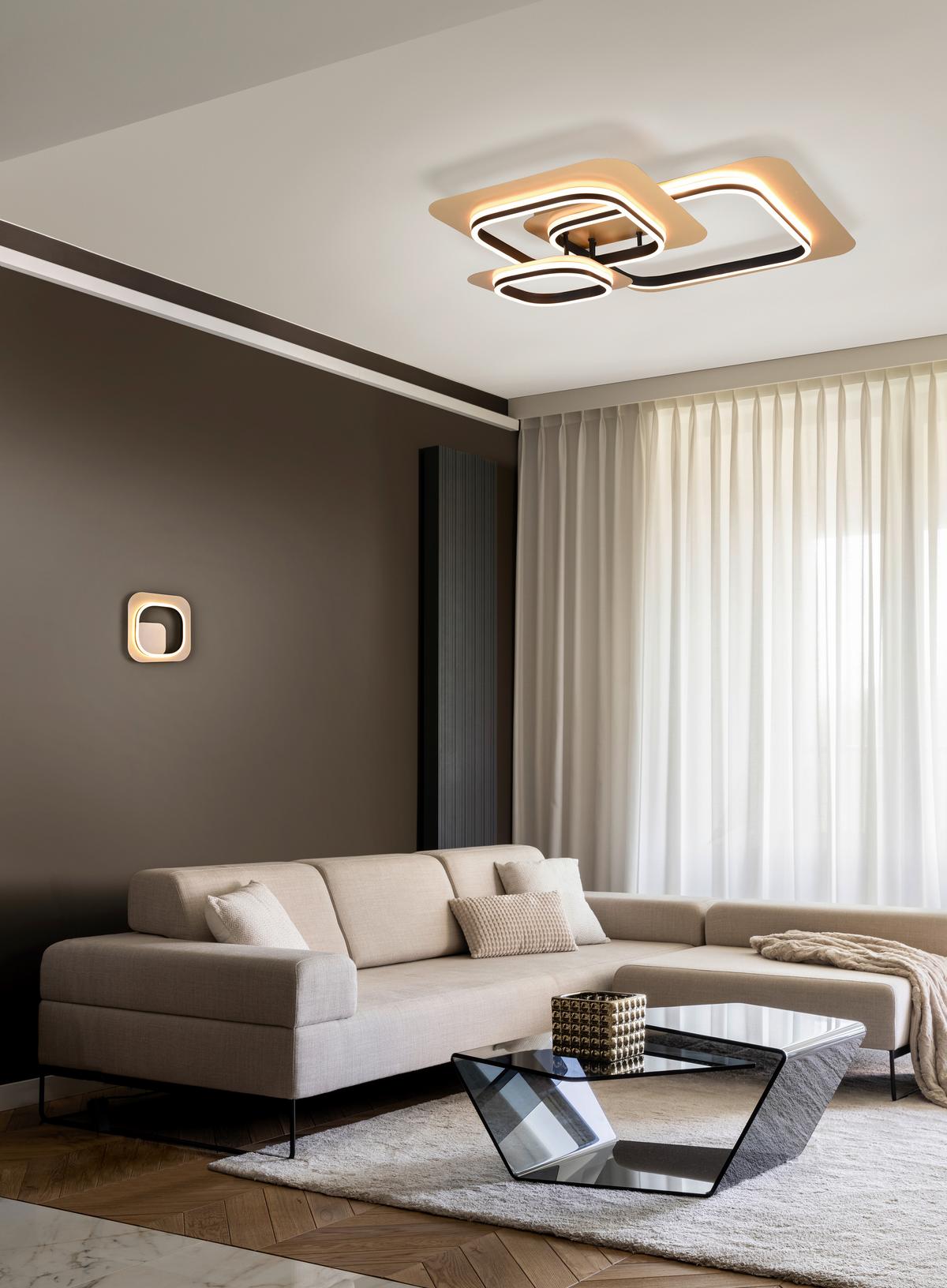 LAMPA SUFITOWA LED 642910380 LUGO - czarny/kolor złoty, Lifestyle, metal (74/74/13cm) - Trio Leuchten