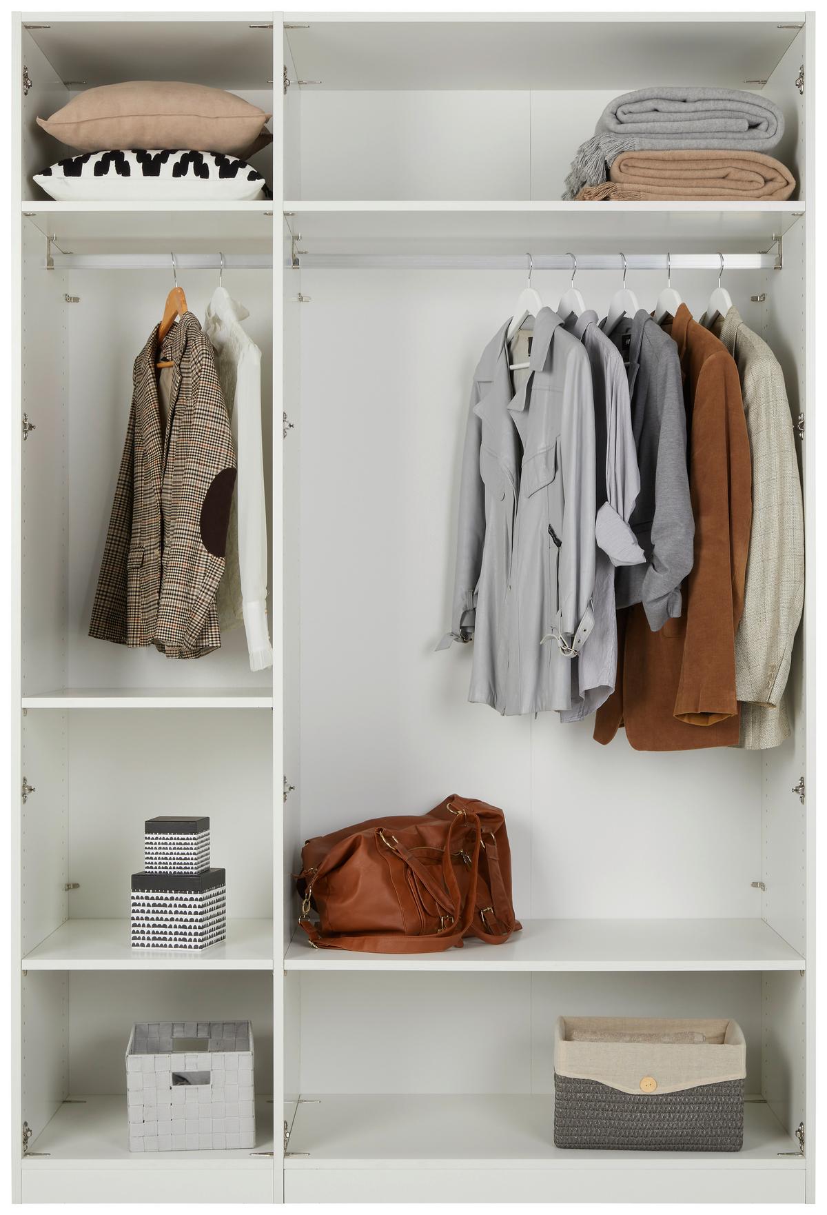 Drehtürenschrank Glossy in Weiß ca. 147x219x60cm - Chromfarben/Weiß, MODERN, Holzwerkstoff/Metall (147/219/60cm) - Mömax