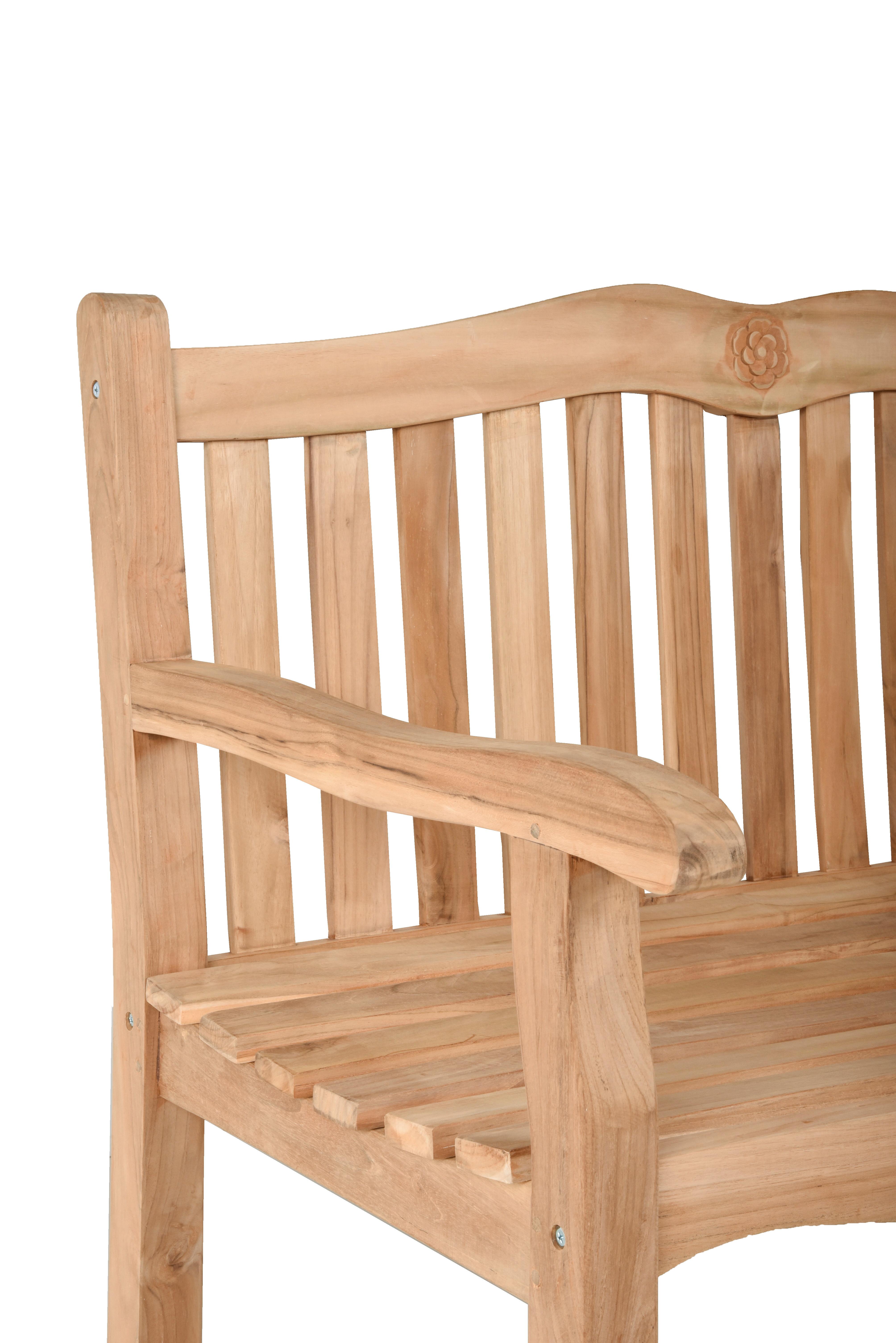 Gartenbank Romang ca. 120x92x63 cm Teak - Naturfarben, Basics, Holz (120/92/63cm) - Gardenson