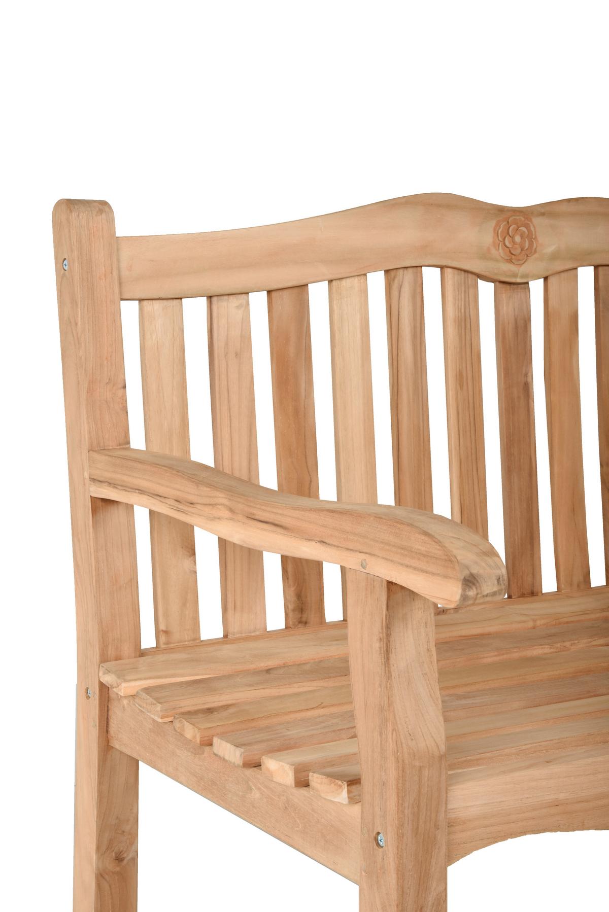 Gartenbank Romang ca. 120x92x63 cm Teak - Naturfarben, Basics, Holz (120/92/63cm) - Gardenson