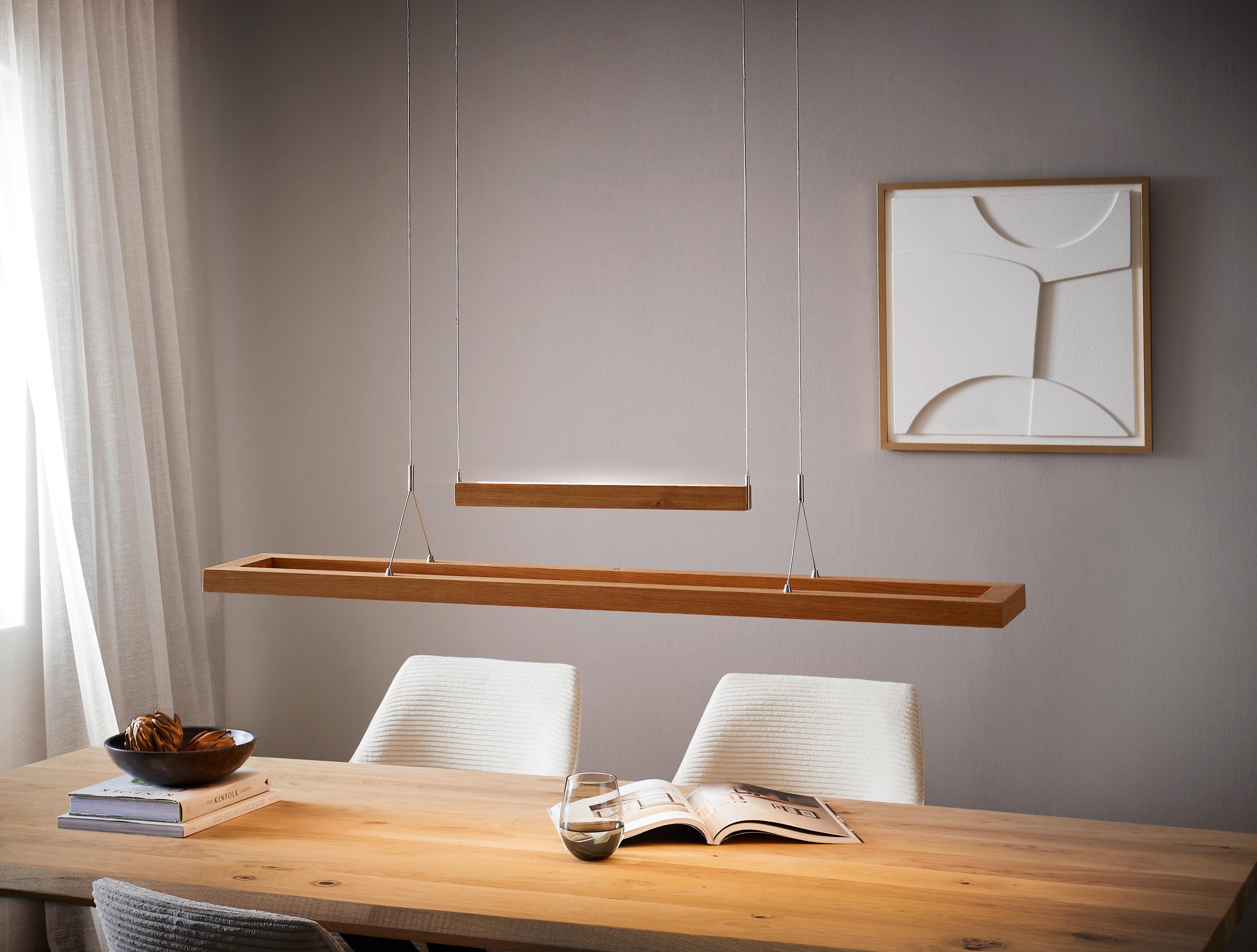 LAMPA WISZĄCA LED 14280UD  AMALIA - kolor dębowy/kolor srebrny, Natur, metal/drewno (122/19,5/95-160cm)