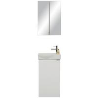 Gästebad in Hochglanz Weiss - Weiss, Modern, Keramik/Holzwerkstoff (40/180/29cm) - Mömax
