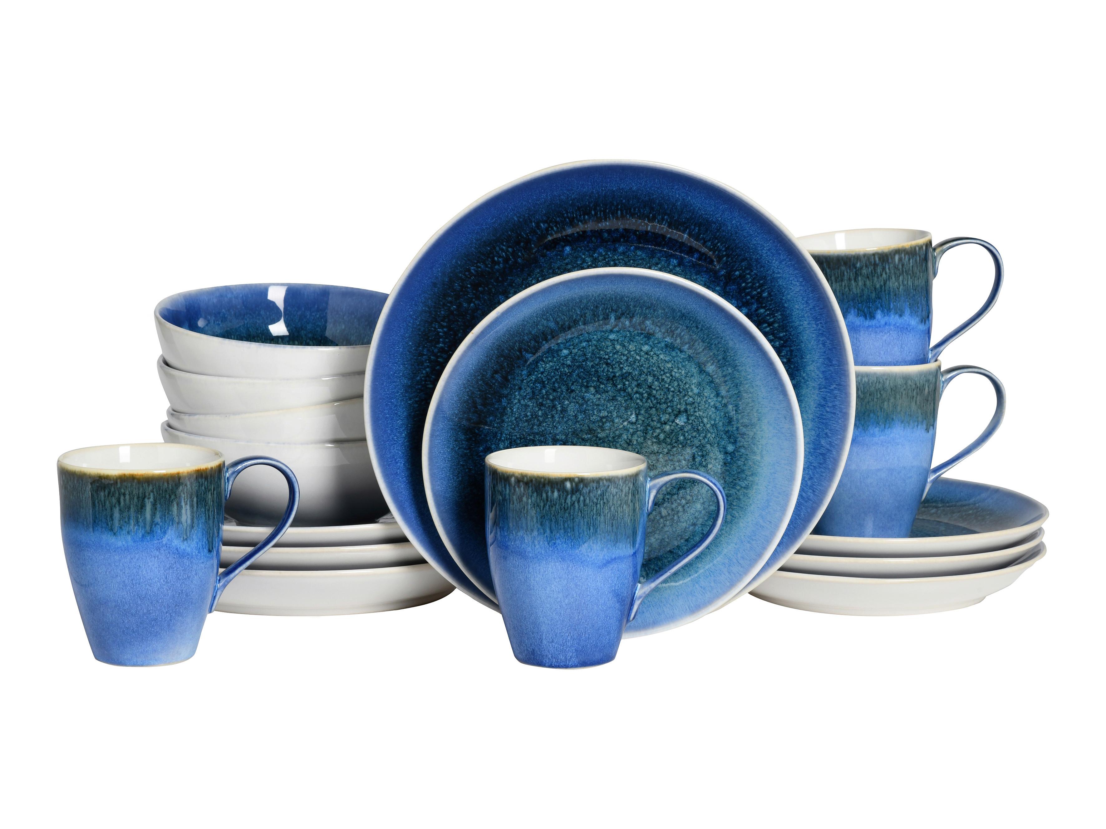 Kombinirani Servis Caldera Blau, 16-Delni - modra/bela, Basics, keramika - Creatable