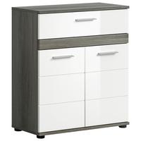 Midischrank Blake ca. 70x79 cm Rauchsilber/Weiß - Weiß Hochglanz/Silberfarben, MODERN, Holzwerkstoff/Kunststoff (70/79/31cm) - MID.YOU