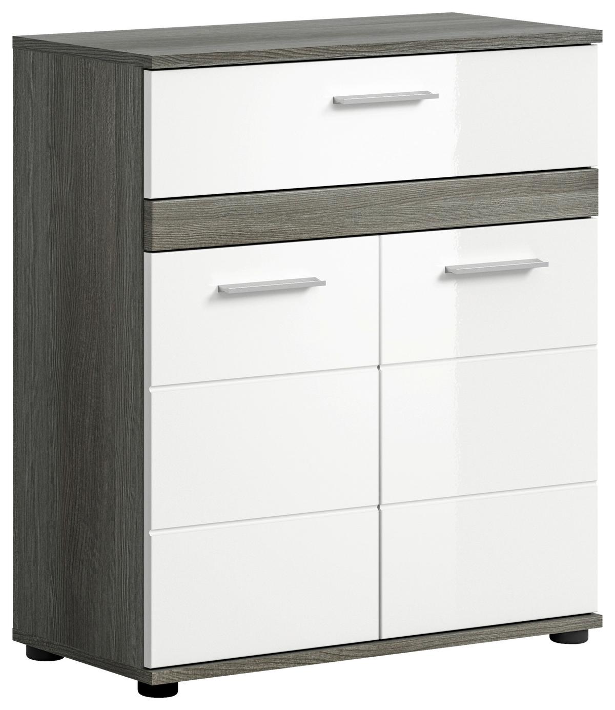 Midischrank Blake ca. 70x79 cm Rauchsilber/Weiß - Weiß Hochglanz/Silberfarben, MODERN, Holzwerkstoff/Kunststoff (70/79/31cm) - MID.YOU