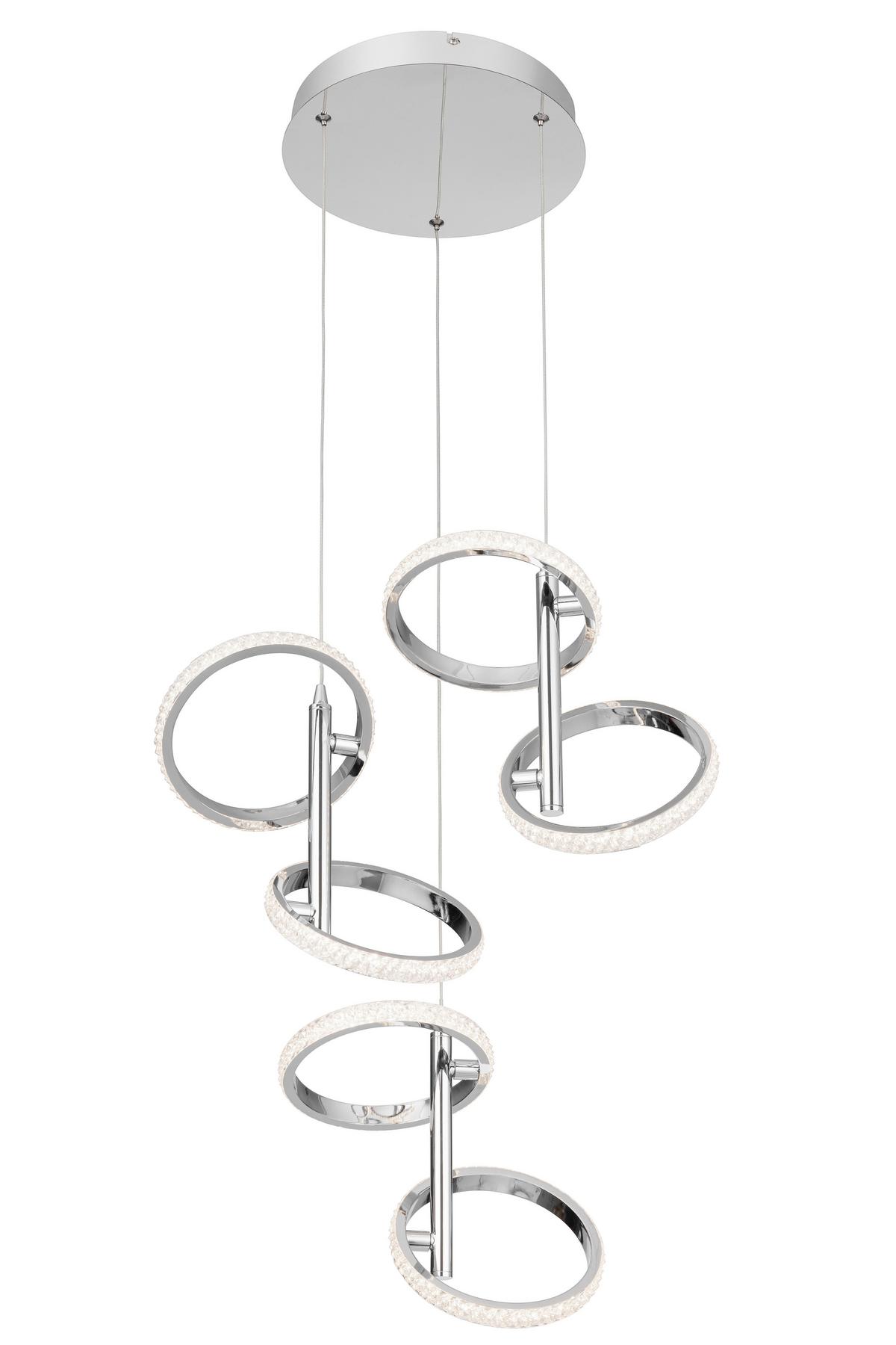 LED-Hängeleuchte Rong Chromfarben max. 24 Watt - Chromfarben, MODERN, Kunststoff/Metall (45,5/45,5/120cm)