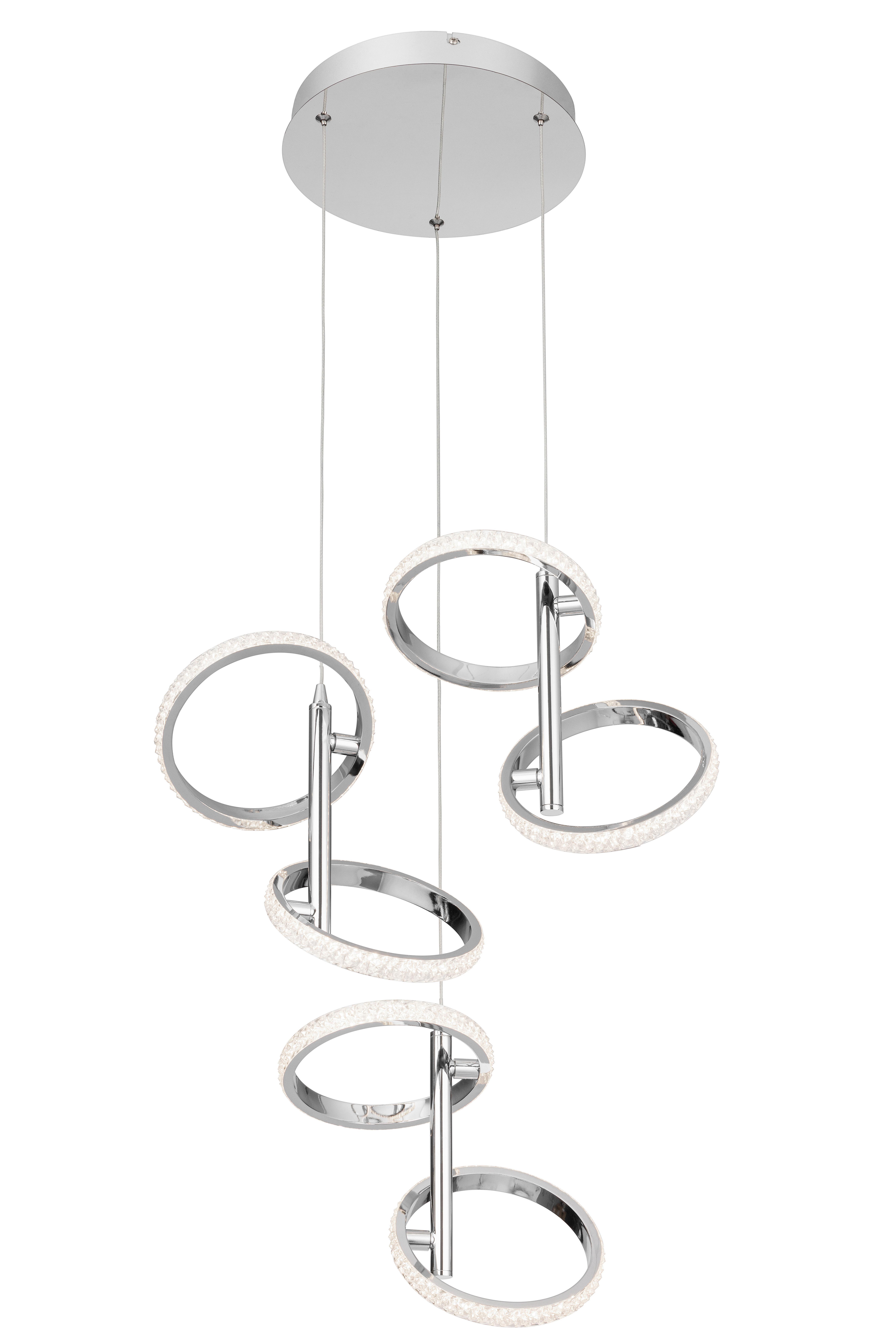 LED-HÄNGLAMPA RONG - kromfärg, Modern, metall/plast (45,5/45,5/120cm)