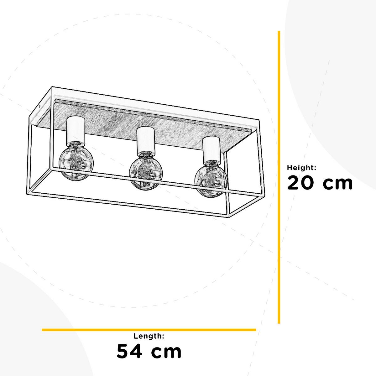 Deckenleuchte Pepe Schwarz/Eiche max. 22 Watt - Eichefarben/Schwarz, Natur, Metall (54/20/18cm)
