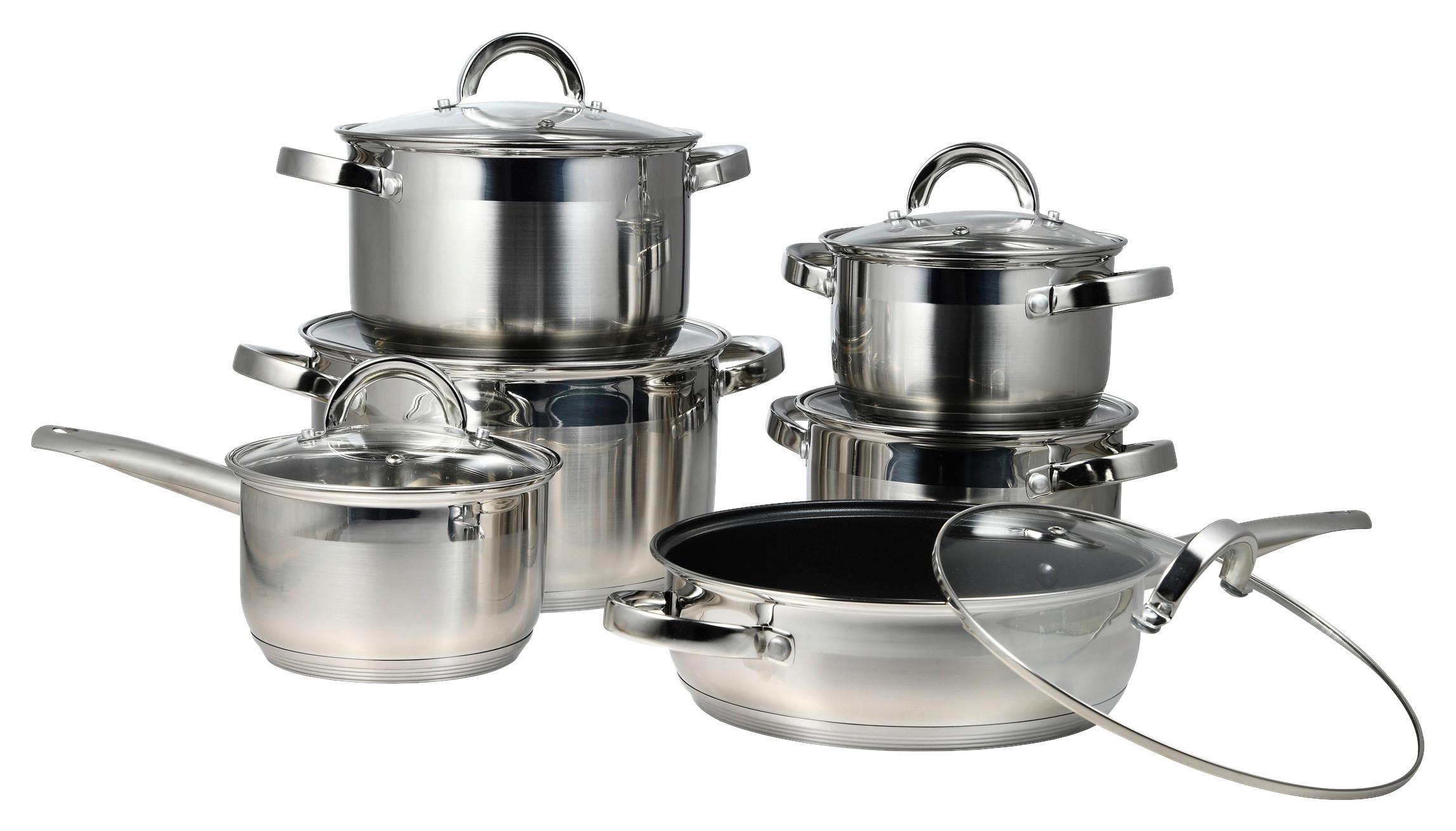 Főzőedénykészlet Murat - ezüstszínű/átlátszó, Konventionell, üveg/fém - Mömax