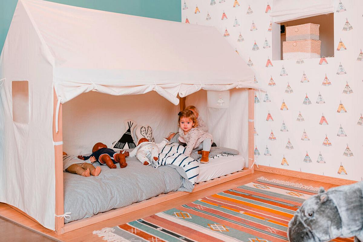 BALDACHIM HAUSRAHMEN BEZUG - biały, Basics, tkanina (90/200cm) - Childhome