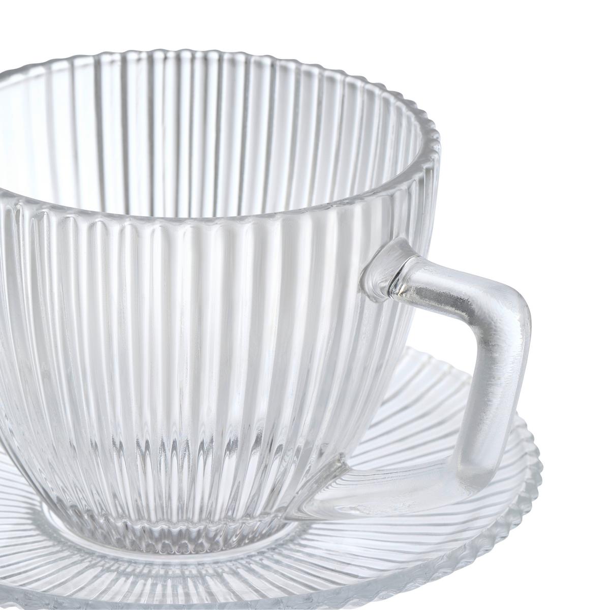 Set de 6 cești și farfurioare Rosemary cca. 270 ml - străveziu, Konventionell, sticlă - Mömax