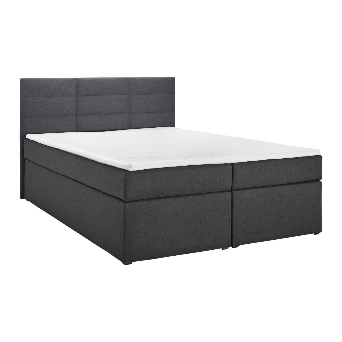 Postelja Boxspring Lisa, Antracit, 140x200 - temno siva/črna, Moderno, umetna masa/tekstil (140/200cm) - Bessagi Home
