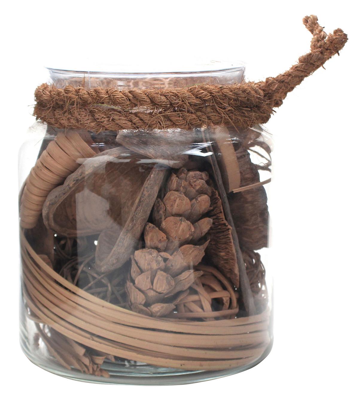 DEKOGLAS FLORA - Braun, Lifestyle, Glas/Naturmaterialien (18/20/18cm) - Kayoom