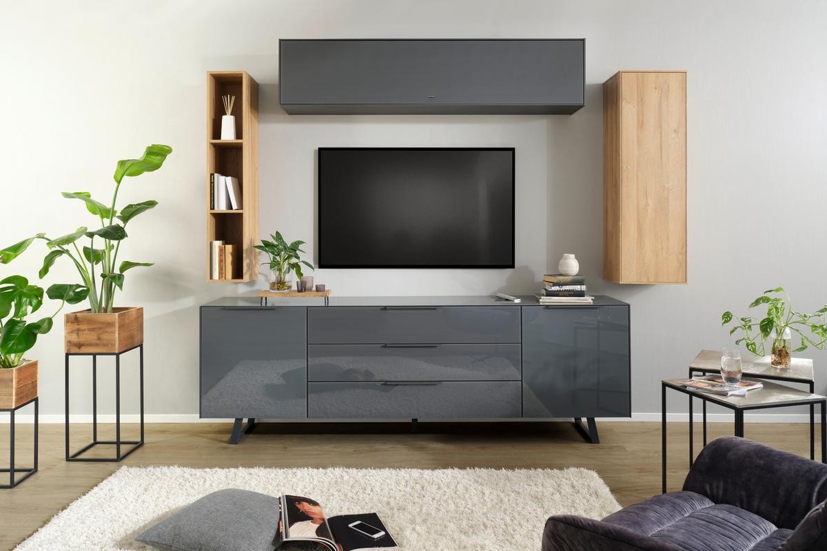 Hängeelement Max Box in Anthrazit - Anthrazit, MODERN, Glas/Holzwerkstoff (38/175/32cm) - Premium Living