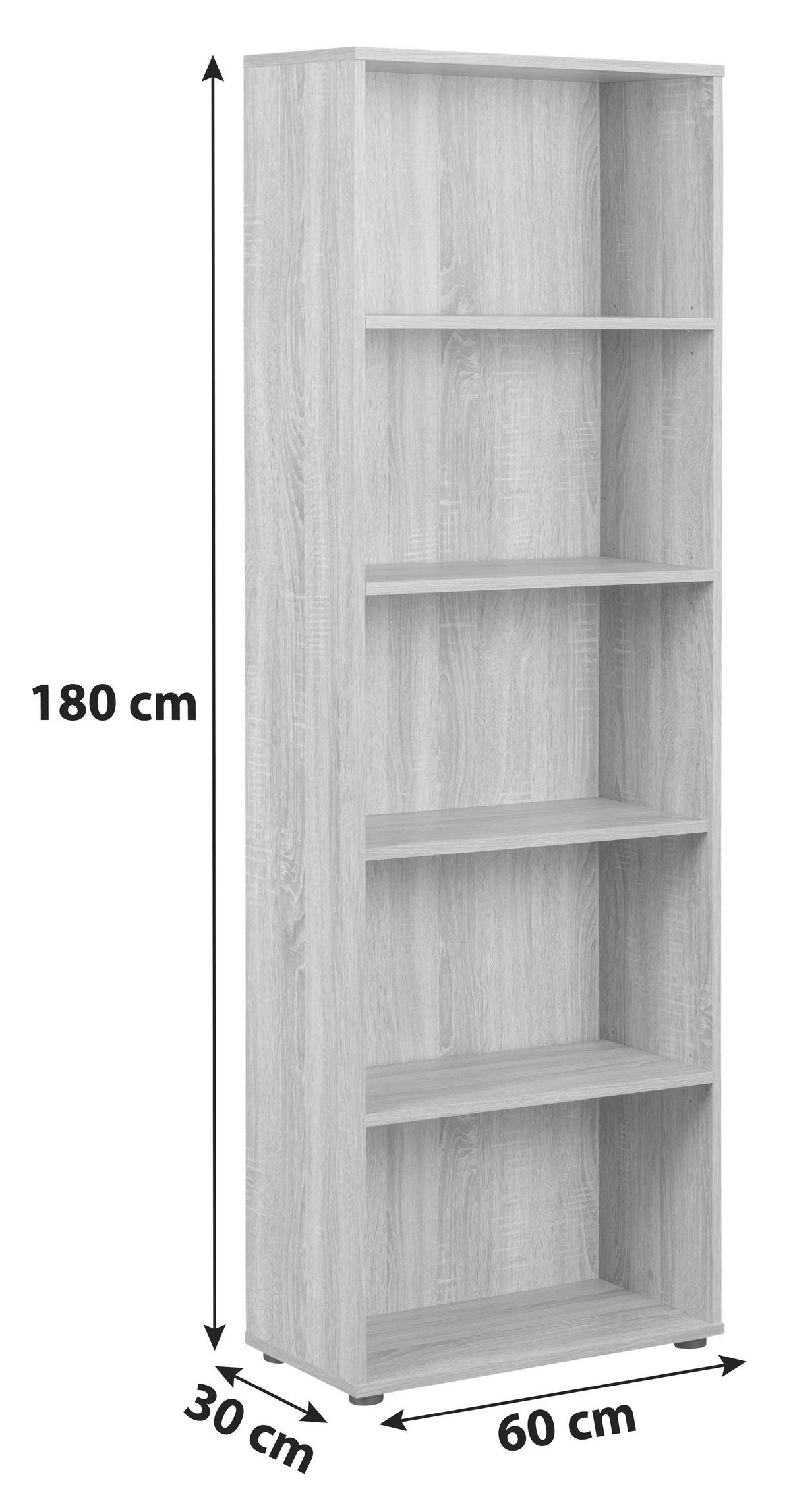 Standregal "Parini" , eiche - Sonoma Eiche, Basics, Holzwerkstoff/Kunststoff (60/180/30cm) - MID.YOU