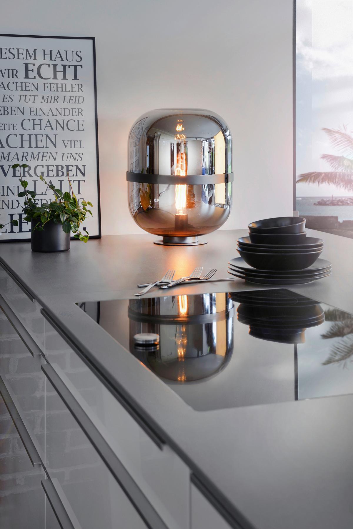 LAMPA STOŁOWA BALONI - kolor srebrny/czarny, Design, metal/szkło (34/45cm) - Sompex