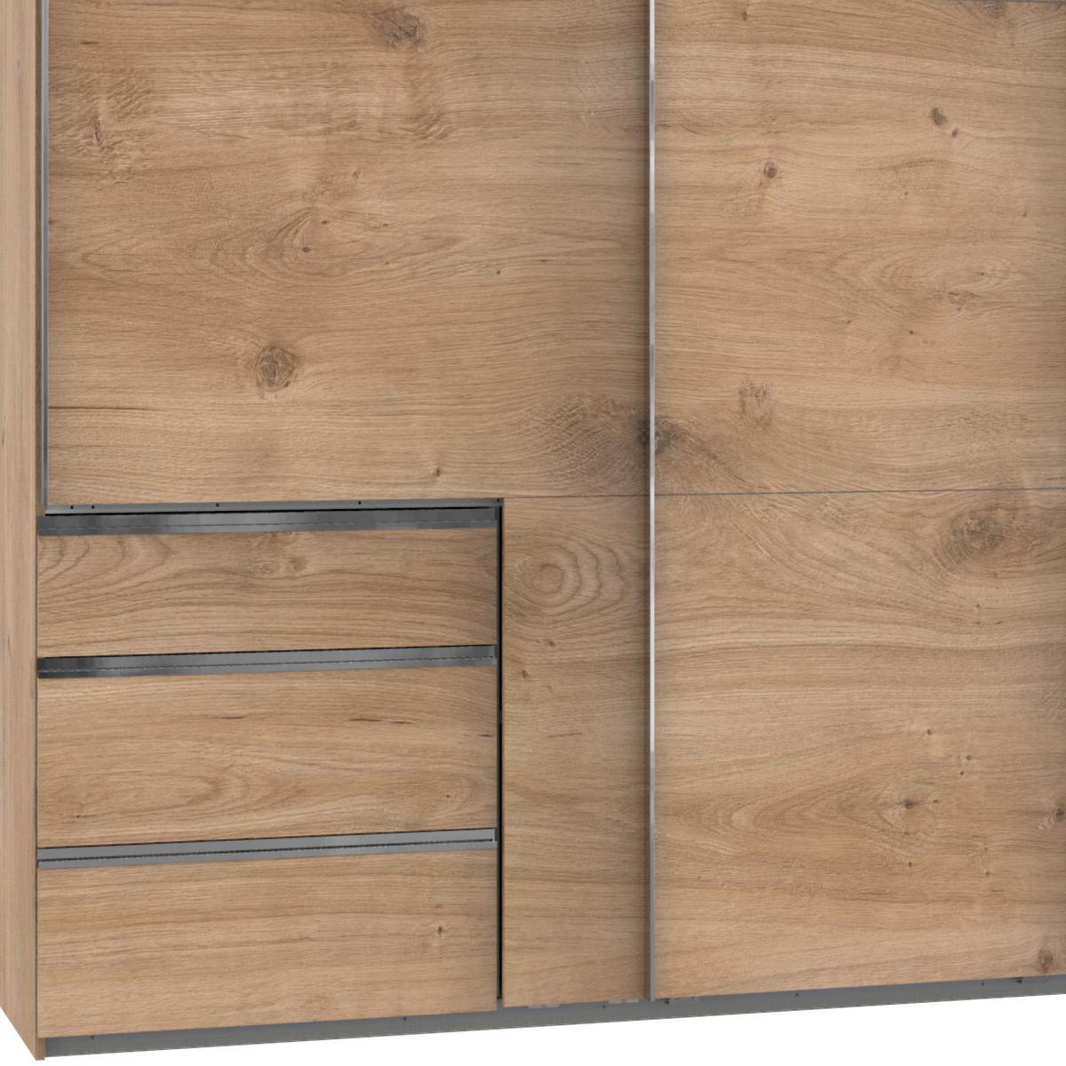 Ormar S Kliznim Vratima Level 36a - boje hrasta/boje kroma, Basics, drvni materijal/metal (350,00/216,00/65,00cm) - Modern Living