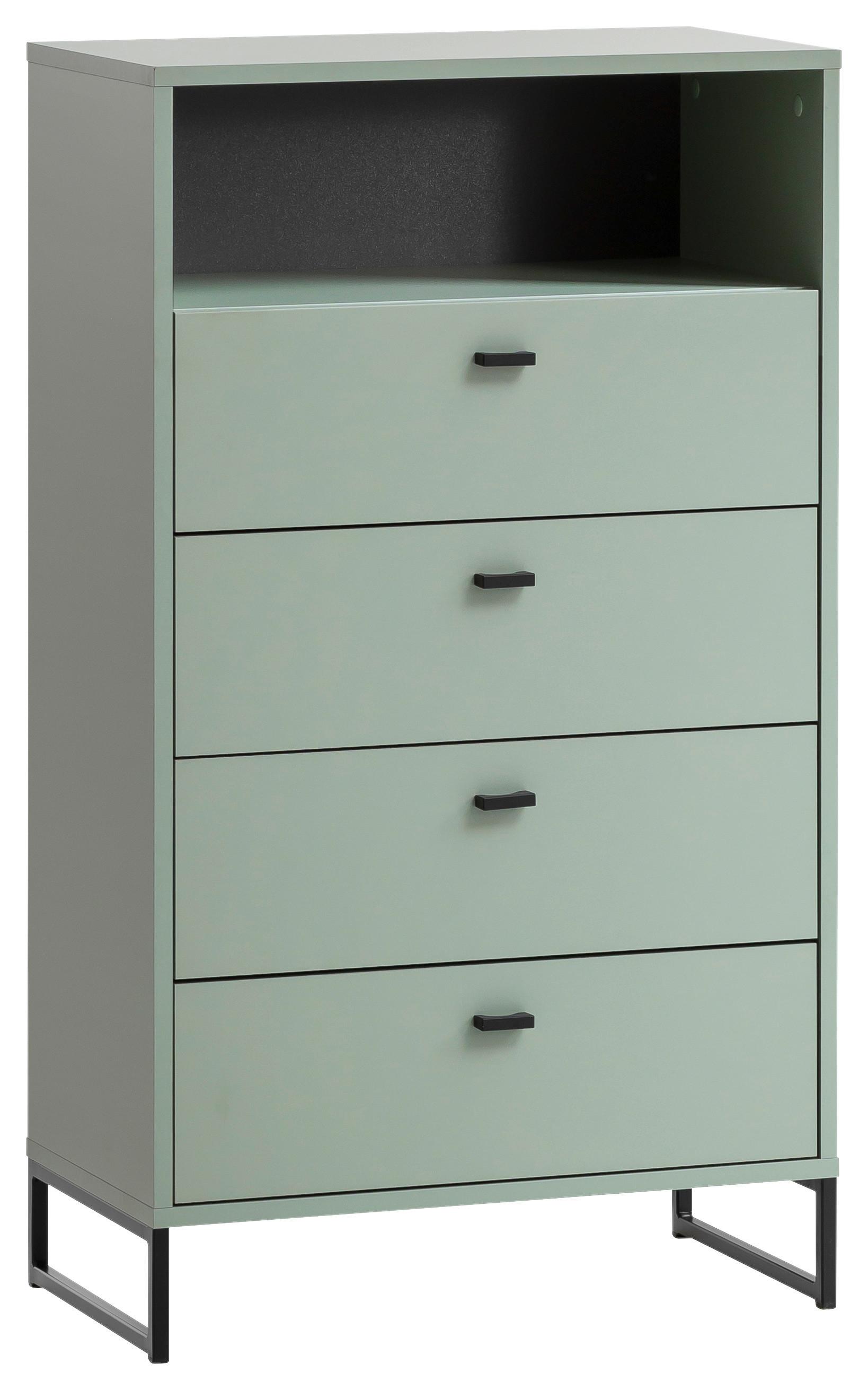 Highborad Janne ca.60,2x103,9x33,5cm Pistazie - Schwarz/Grün, LIFESTYLE, Holzwerkstoff/Metall (60,2/103,9/33,1cm) - MID.YOU