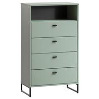 Highborad Janne ca.60,2x103,9x33,5cm Pistazie - Schwarz/Grün, LIFESTYLE, Holzwerkstoff/Metall (60,2/103,9/33,1cm) - MID.YOU