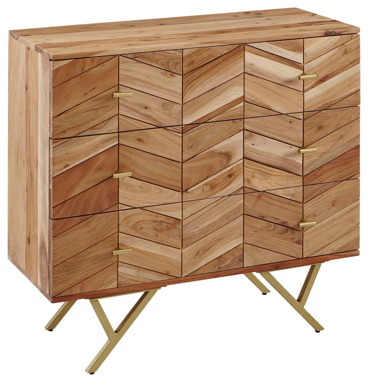 Komoda Boha, Pravi Les - zlate barve/rjava, Design, kovina/les (90/86/40cm) - MID.YOU
