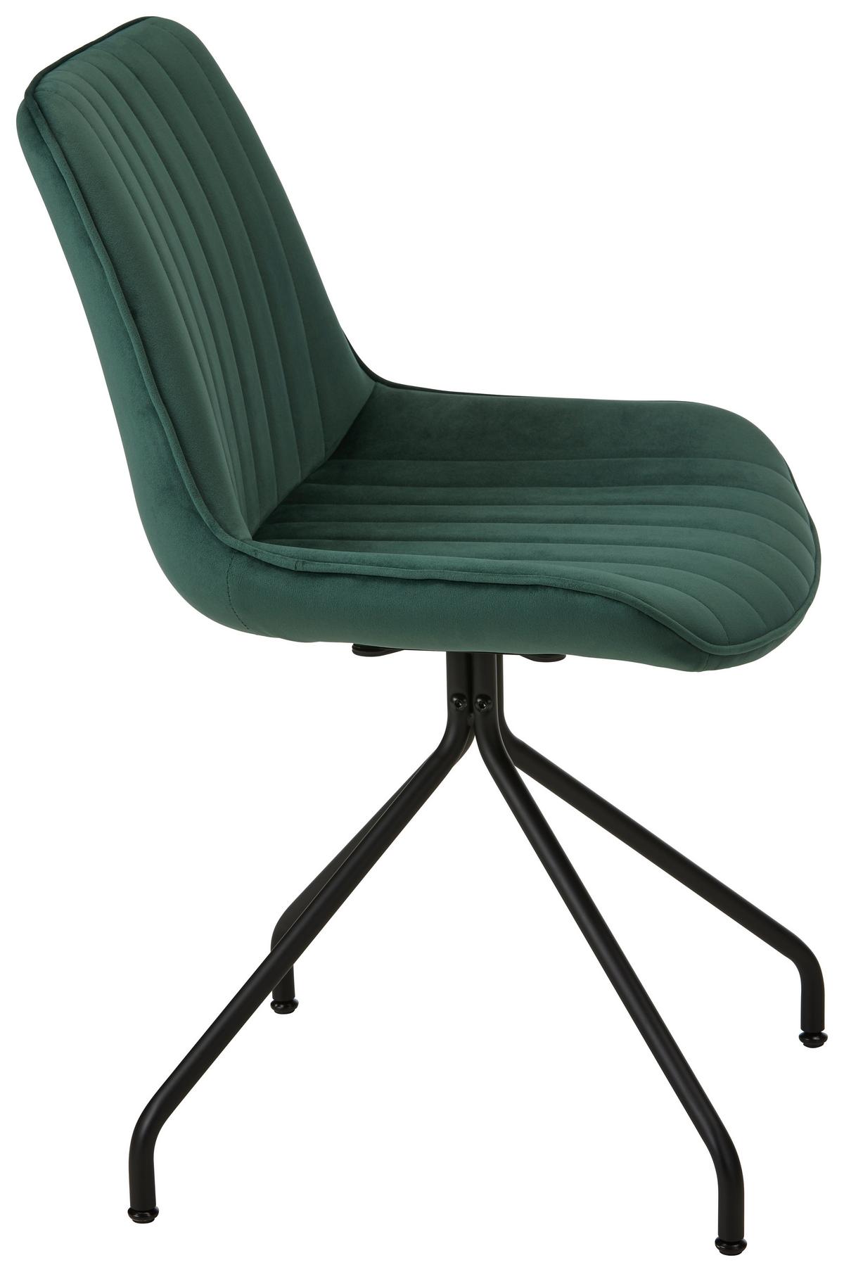 Stuhl aus Samt in Grün - Schwarz/Grau, Modern, Textil/Metall (50/83,5/51cm) - Mömax