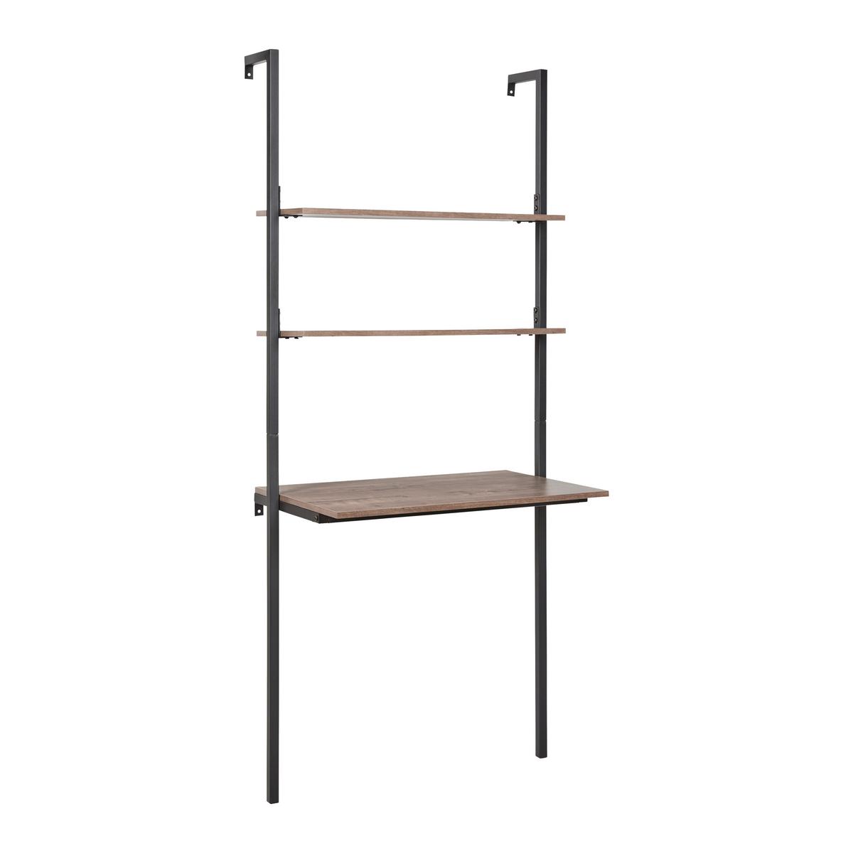 Wandregal Maja Nussbaumfarben MDF ca.80x50 cm - Nussbaumfarben/Schwarz, MODERN, Metall (80/50/180cm) - Bessagi Home